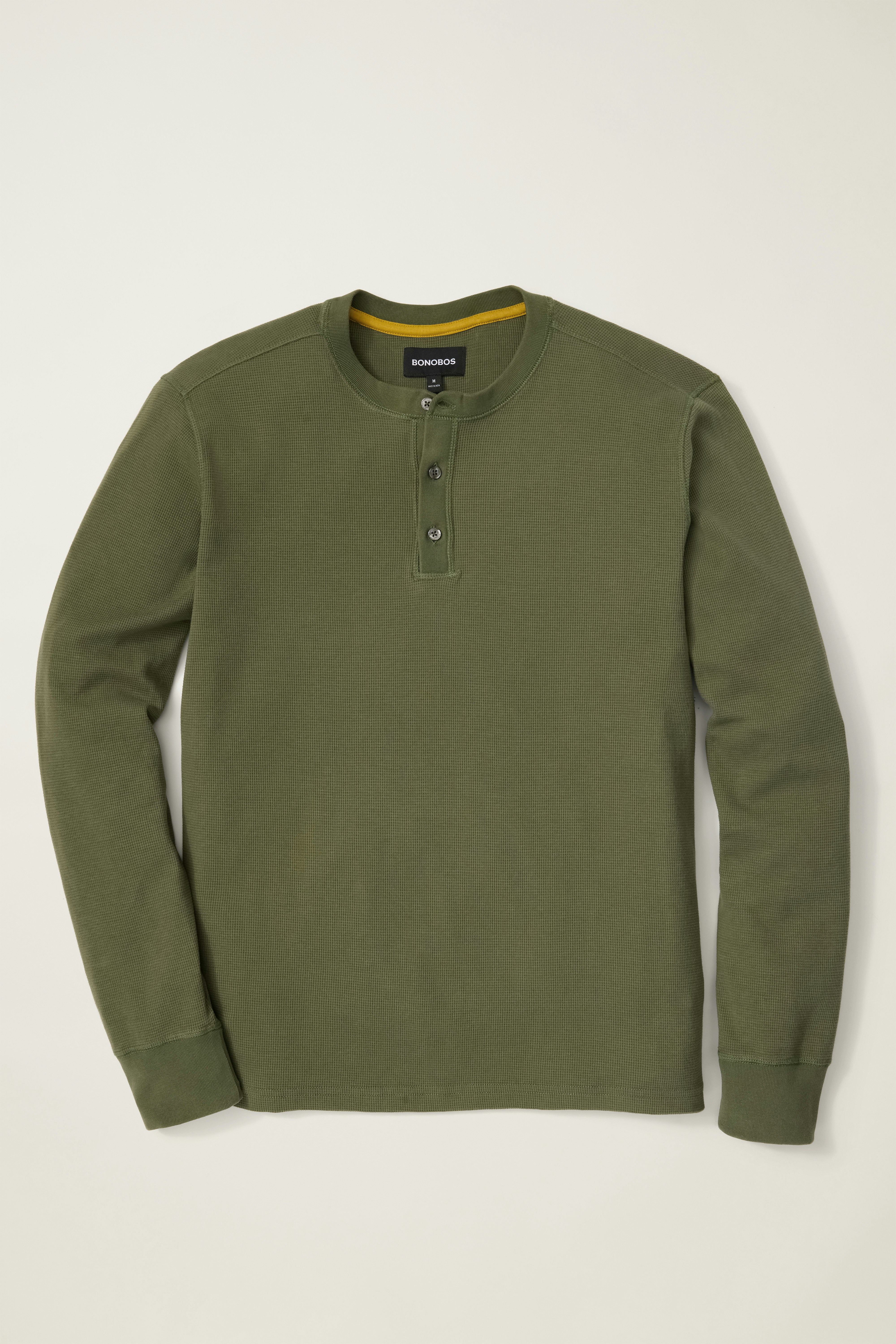 Waffle Henley olive green