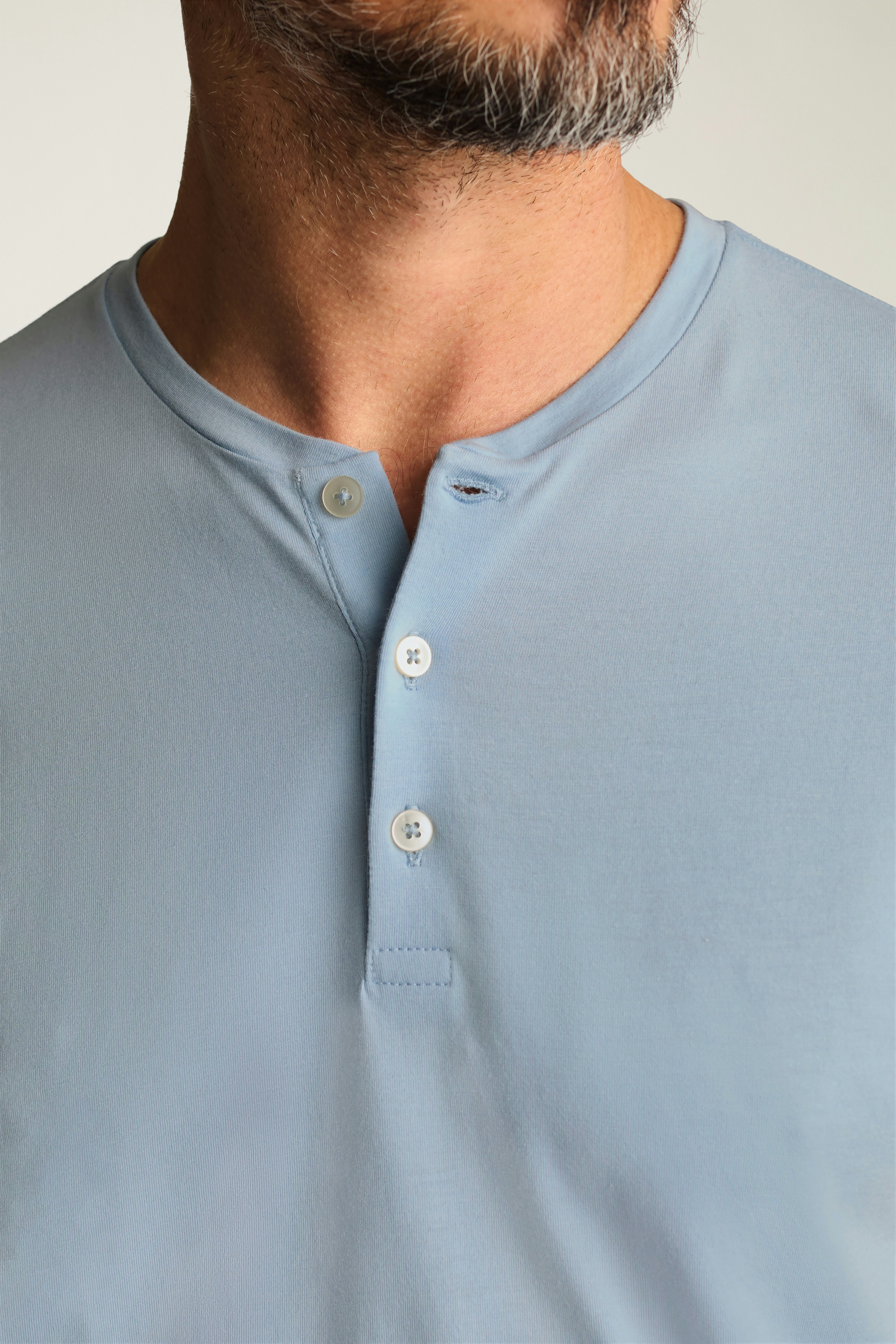 Pima Performance Short Sleeve Henley light blue