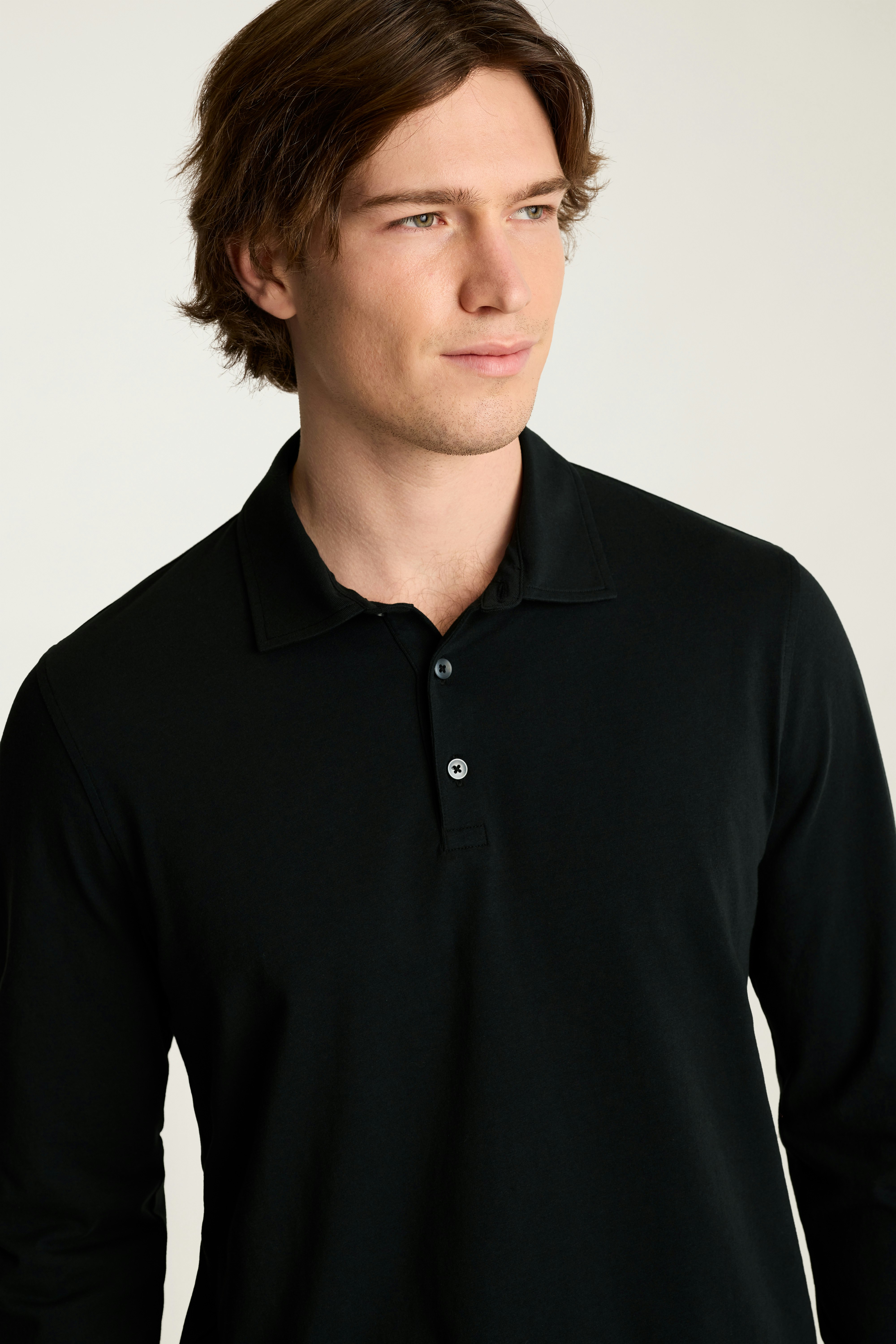Organic Cotton Long Sleeve Polo black
