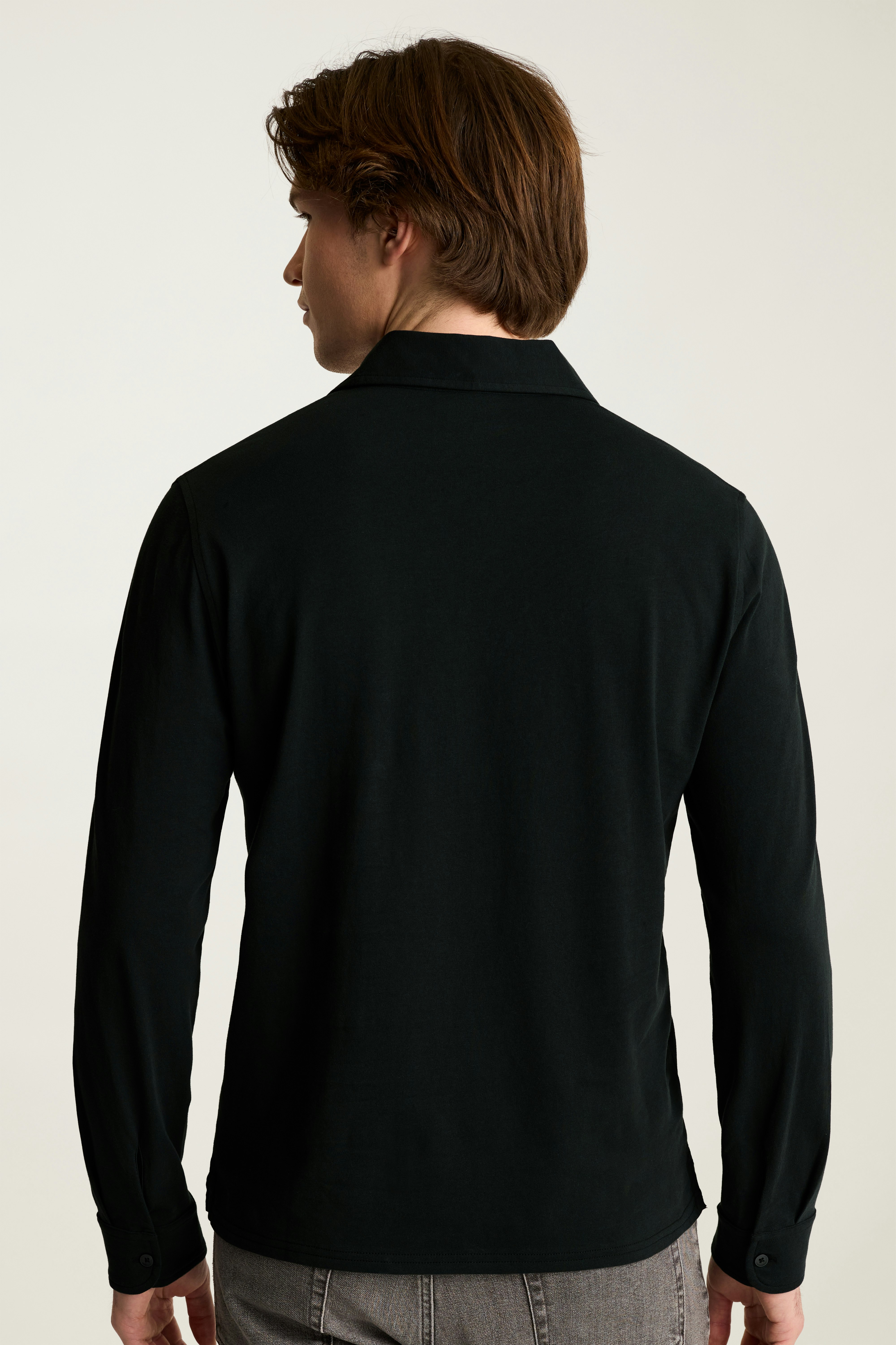 Organic Cotton Long Sleeve Polo black 3 Organic Cotton Long Sleeve Polo black