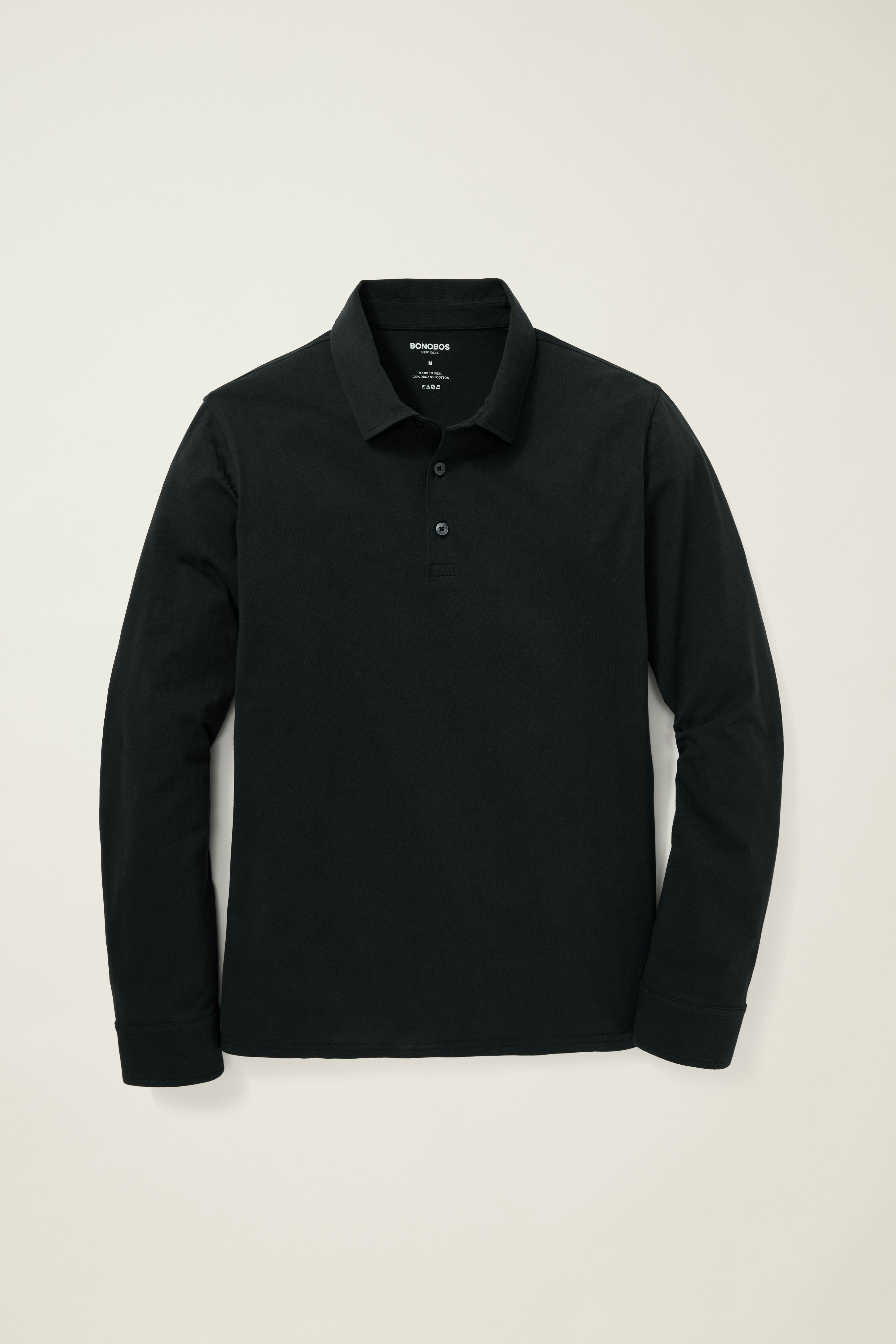 Organic Cotton Long Sleeve Polo black 5 Organic Cotton Long Sleeve Polo black