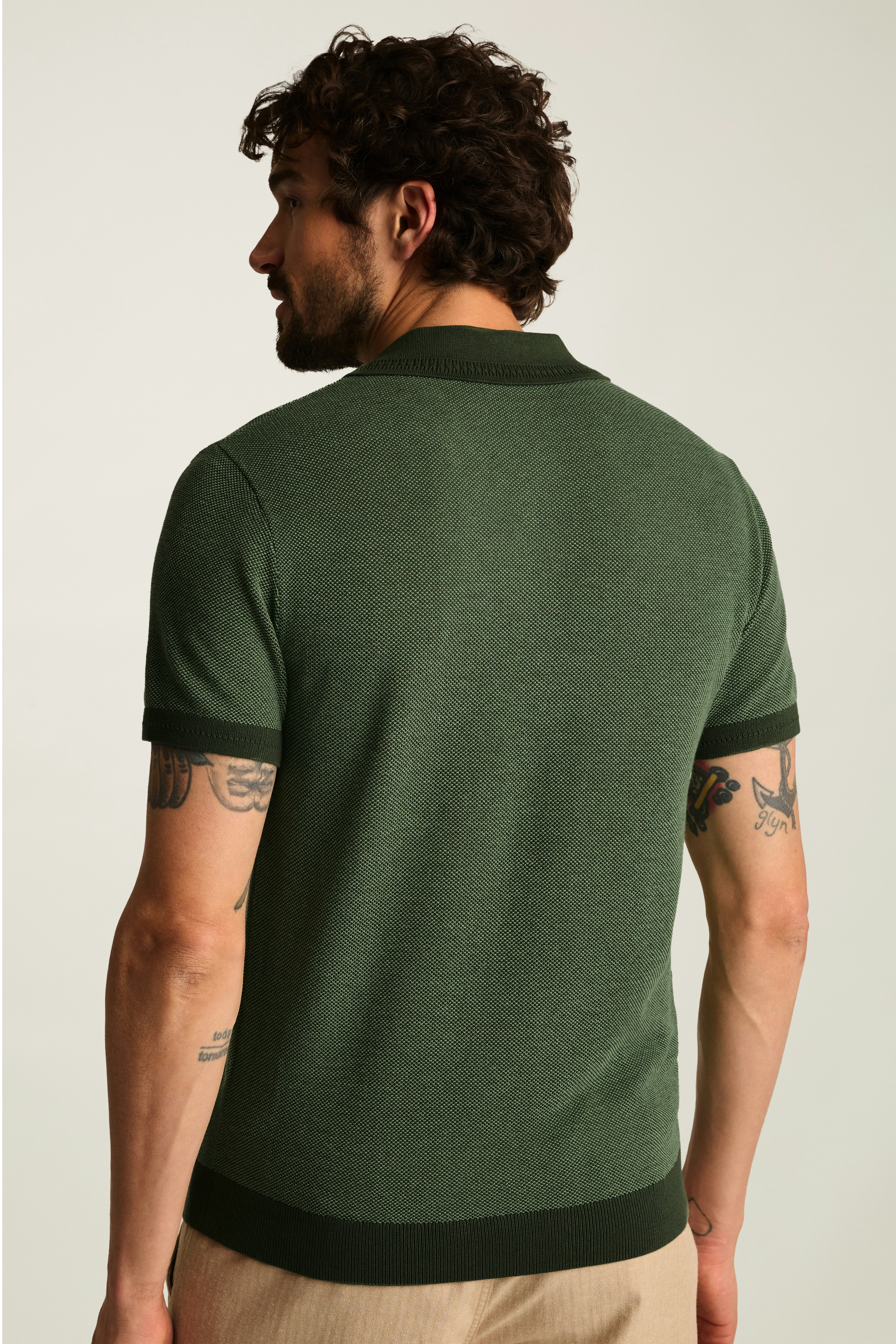Hudson Sweater Polo green two tone cotton