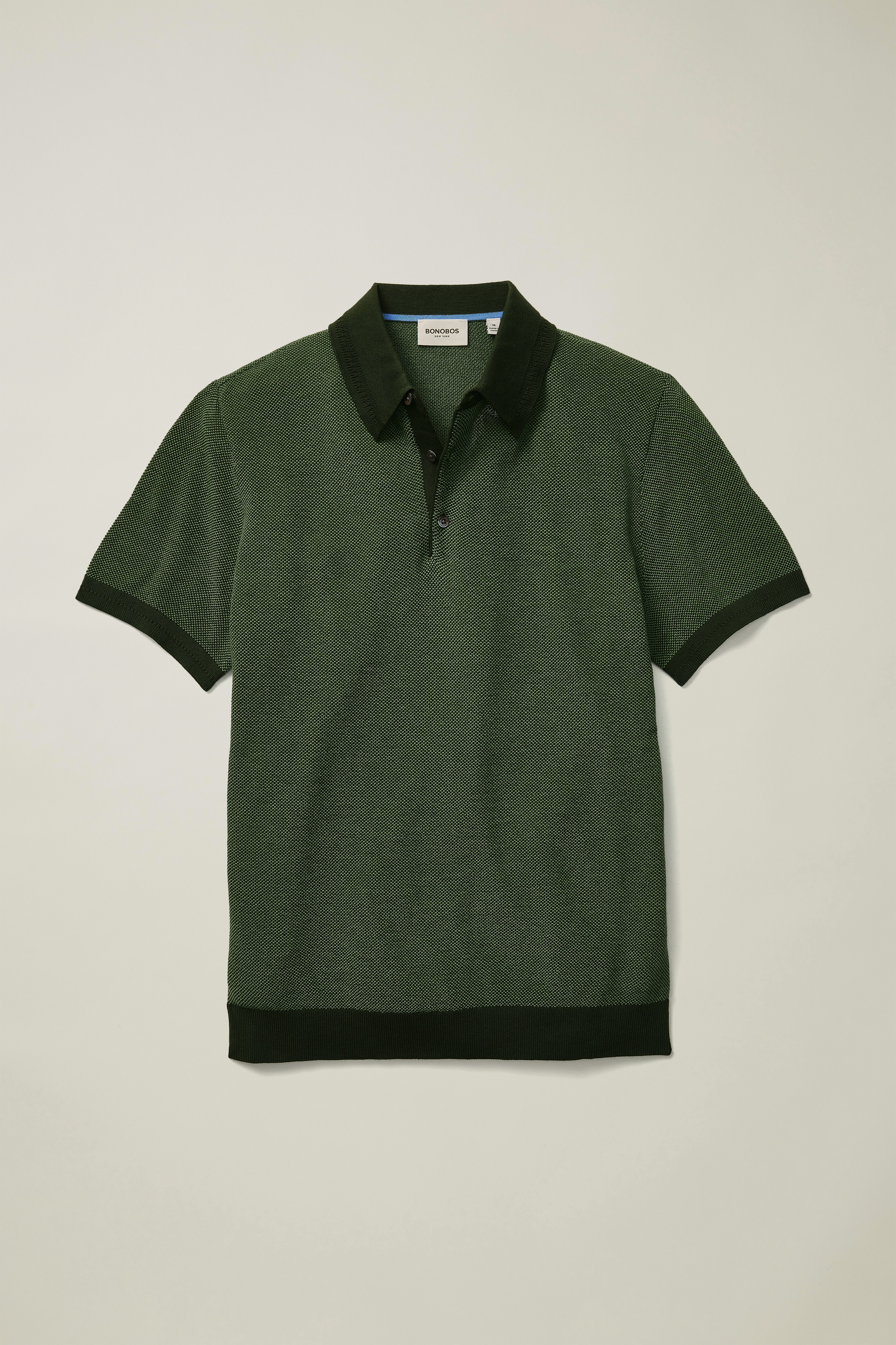 Hudson Sweater Polo green two tone cotton