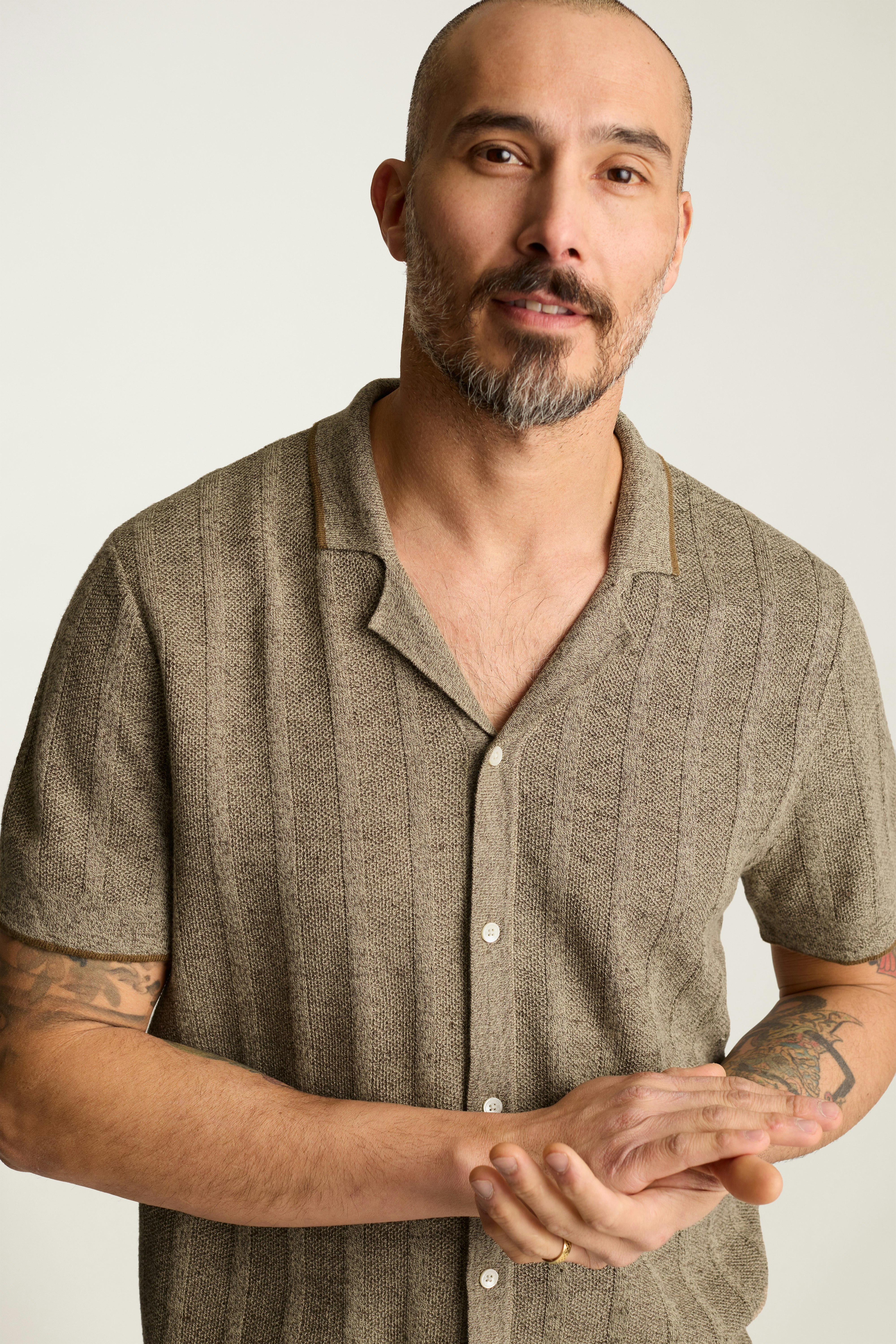 Hudson Cabana Sweater Polo beige linen stripe 3 Hudson Cabana Sweater Polo beige linen stripe