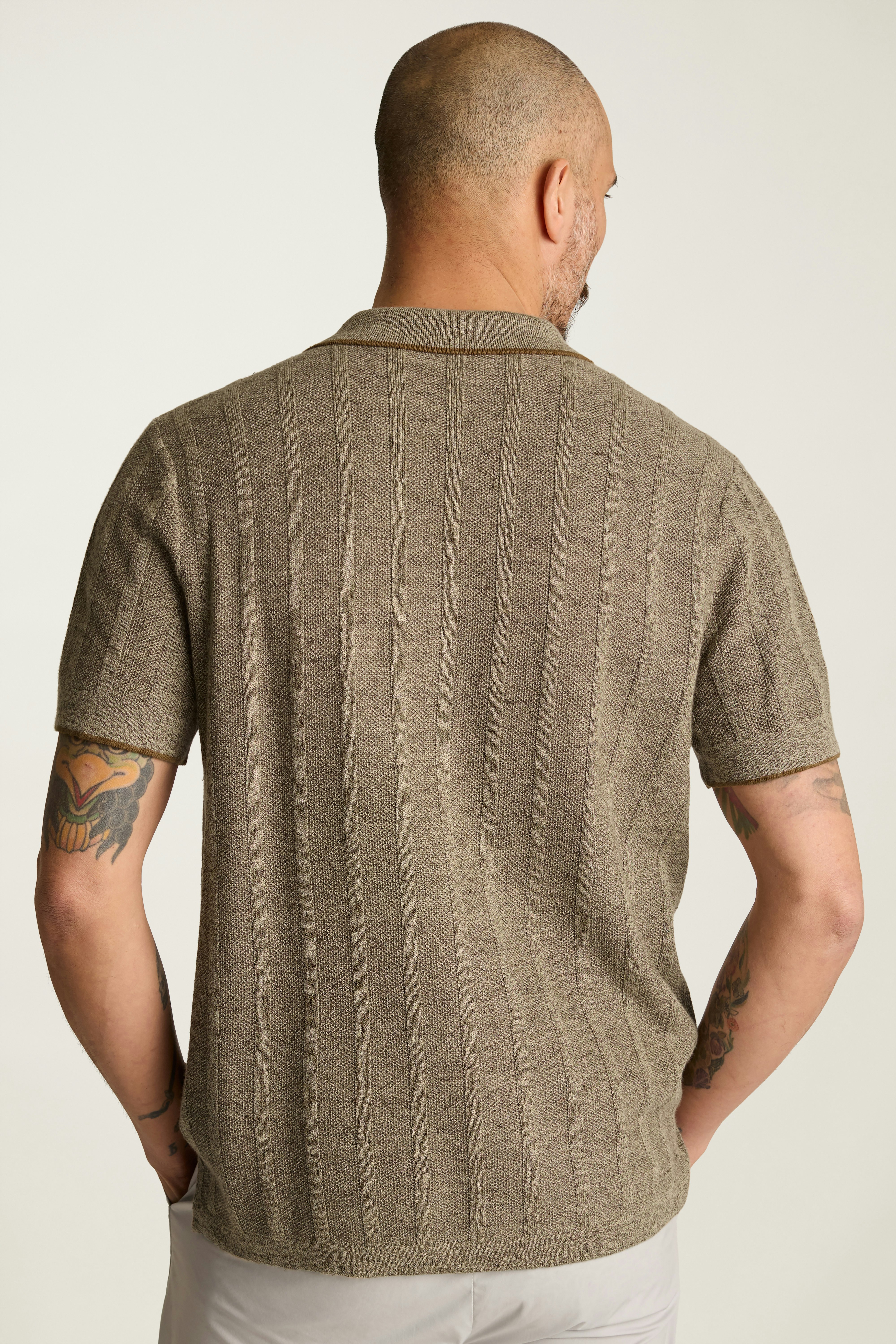 Hudson Cabana Sweater Polo beige linen stripe 4 Hudson Cabana Sweater Polo beige linen stripe
