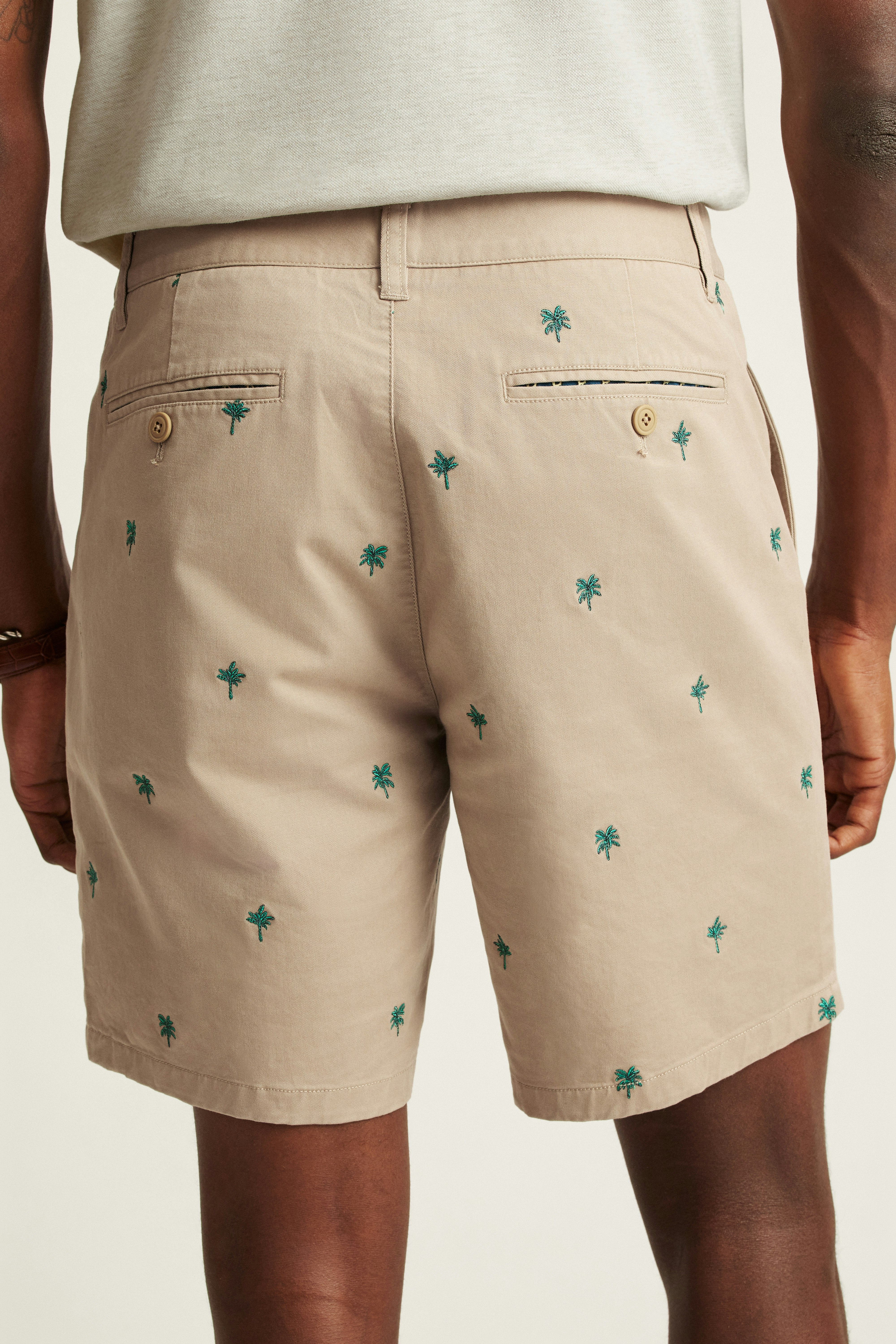 The Embroidered Chino Short khaki palm palooza 3 The Embroidered Chino Short khaki palm palooza
