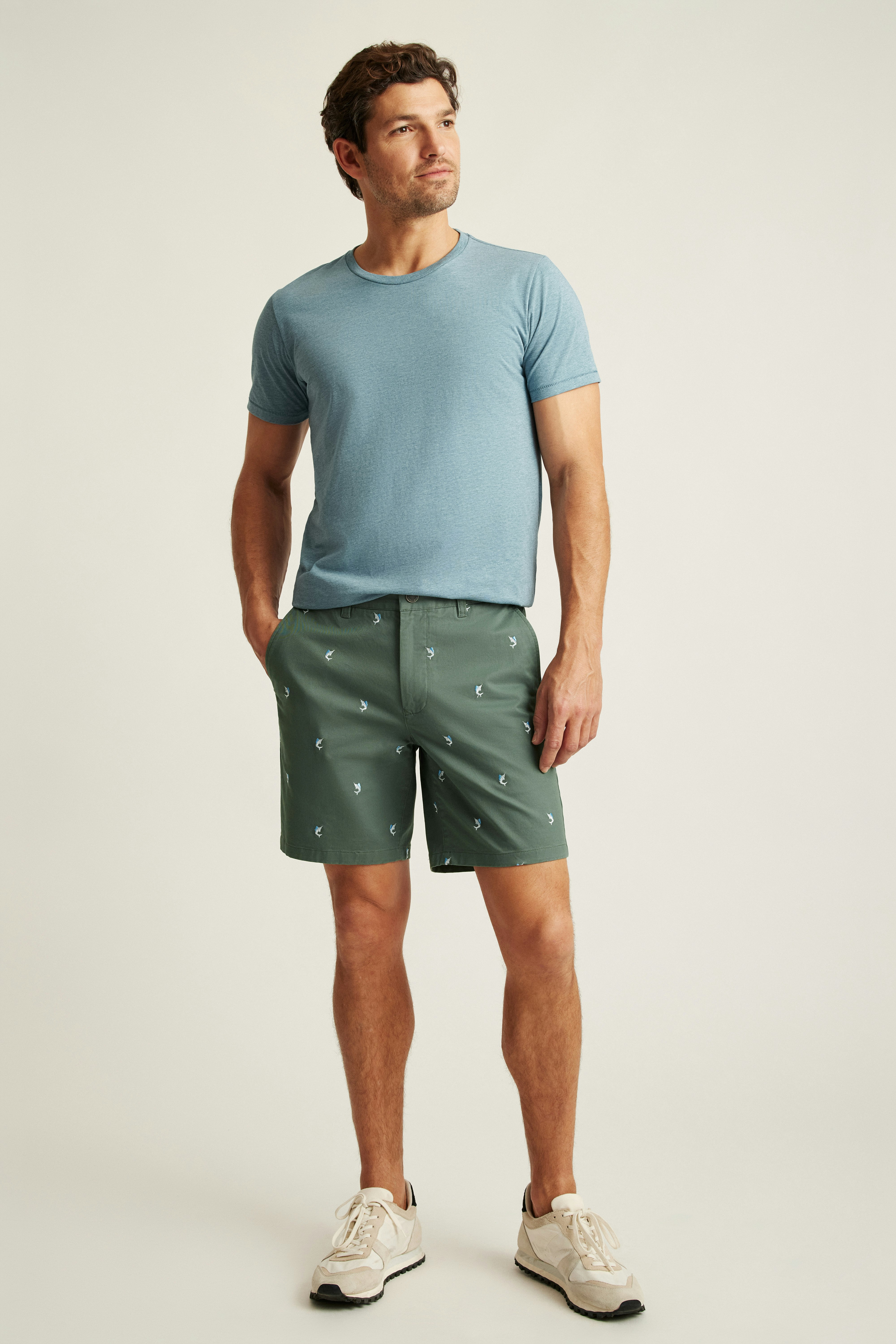 The Embroidered Chino Short olive catch of the day