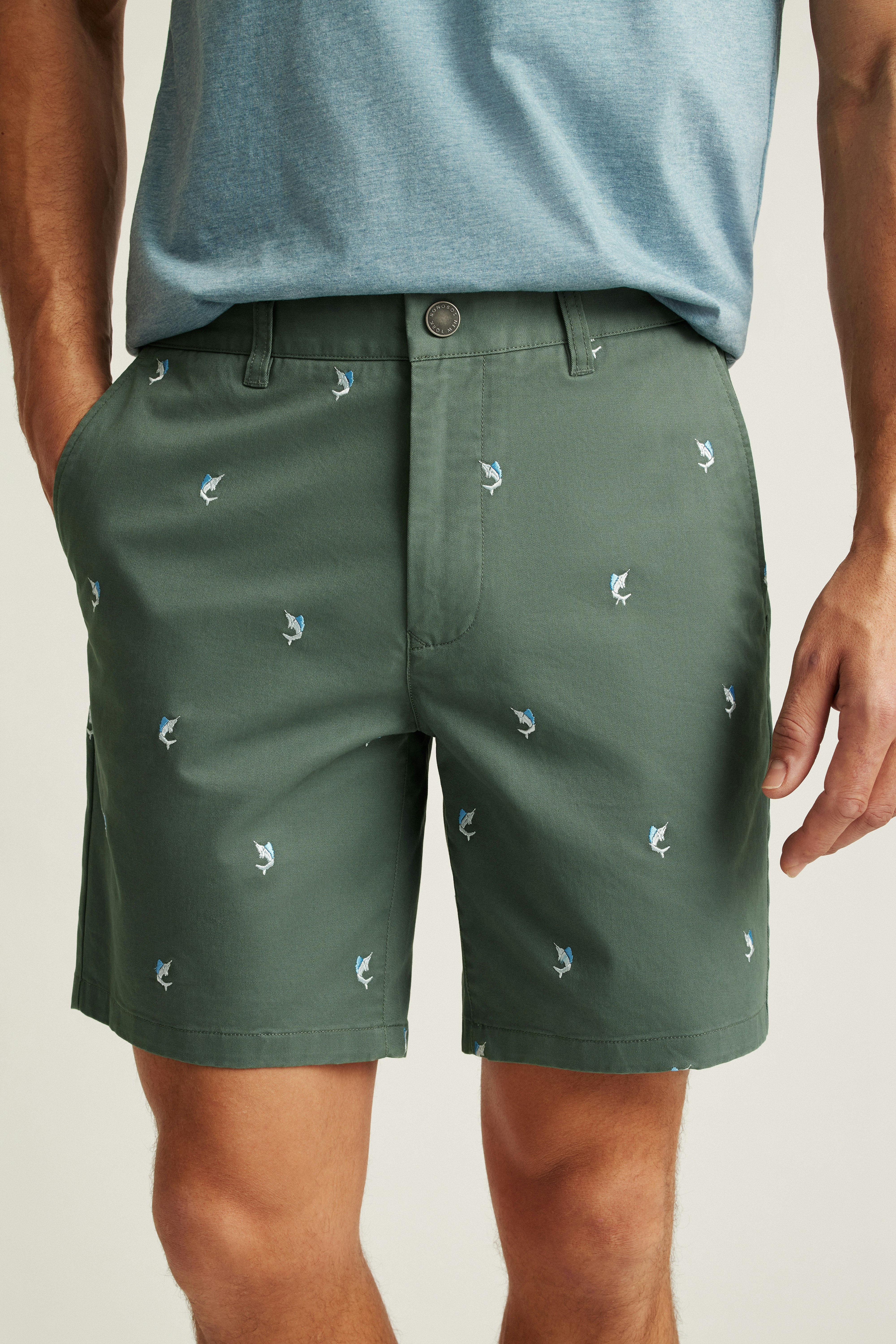 The Embroidered Chino Short olive catch of the day