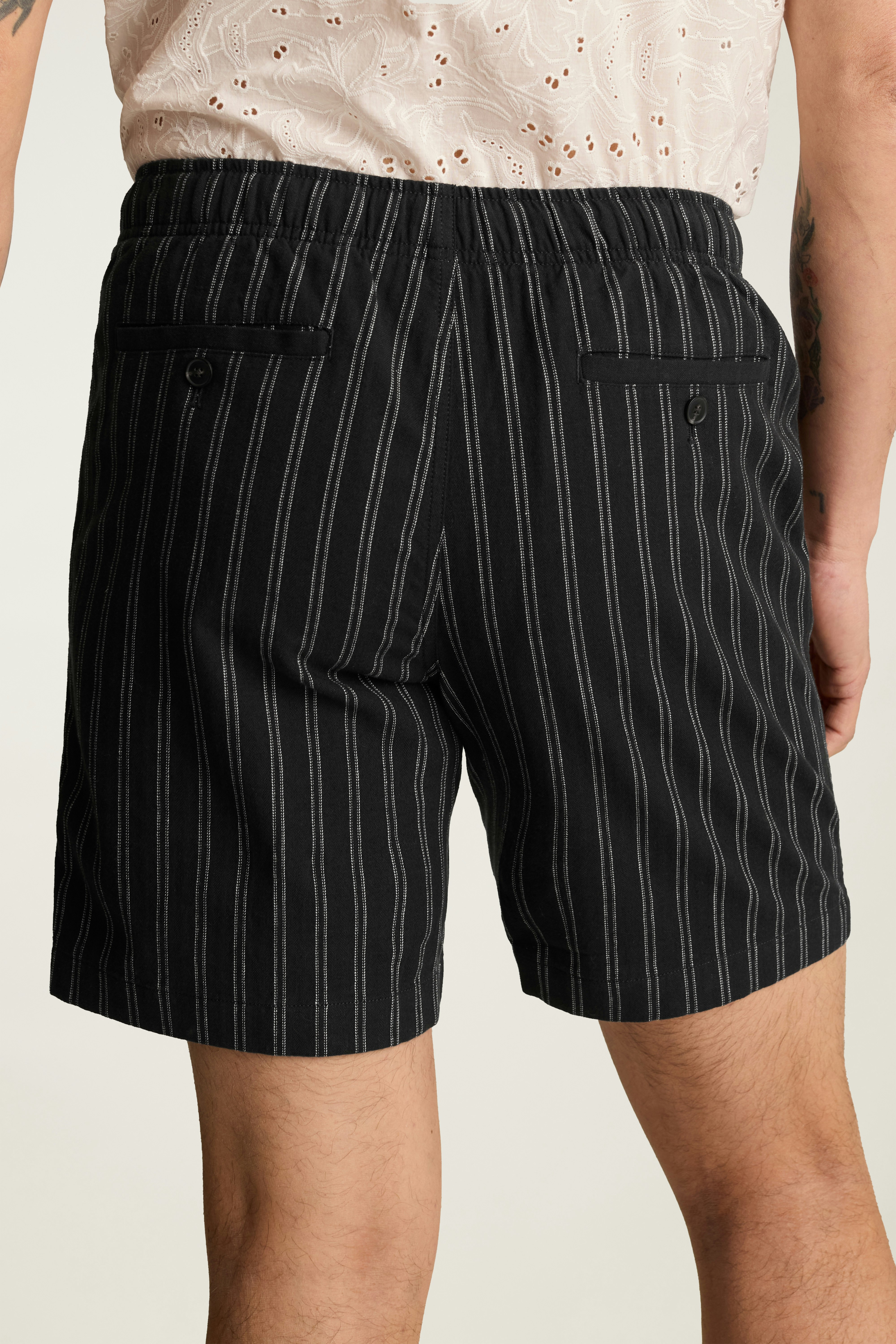 Nomad Short black and white linen stripe 4 Nomad Short black and white linen stripe