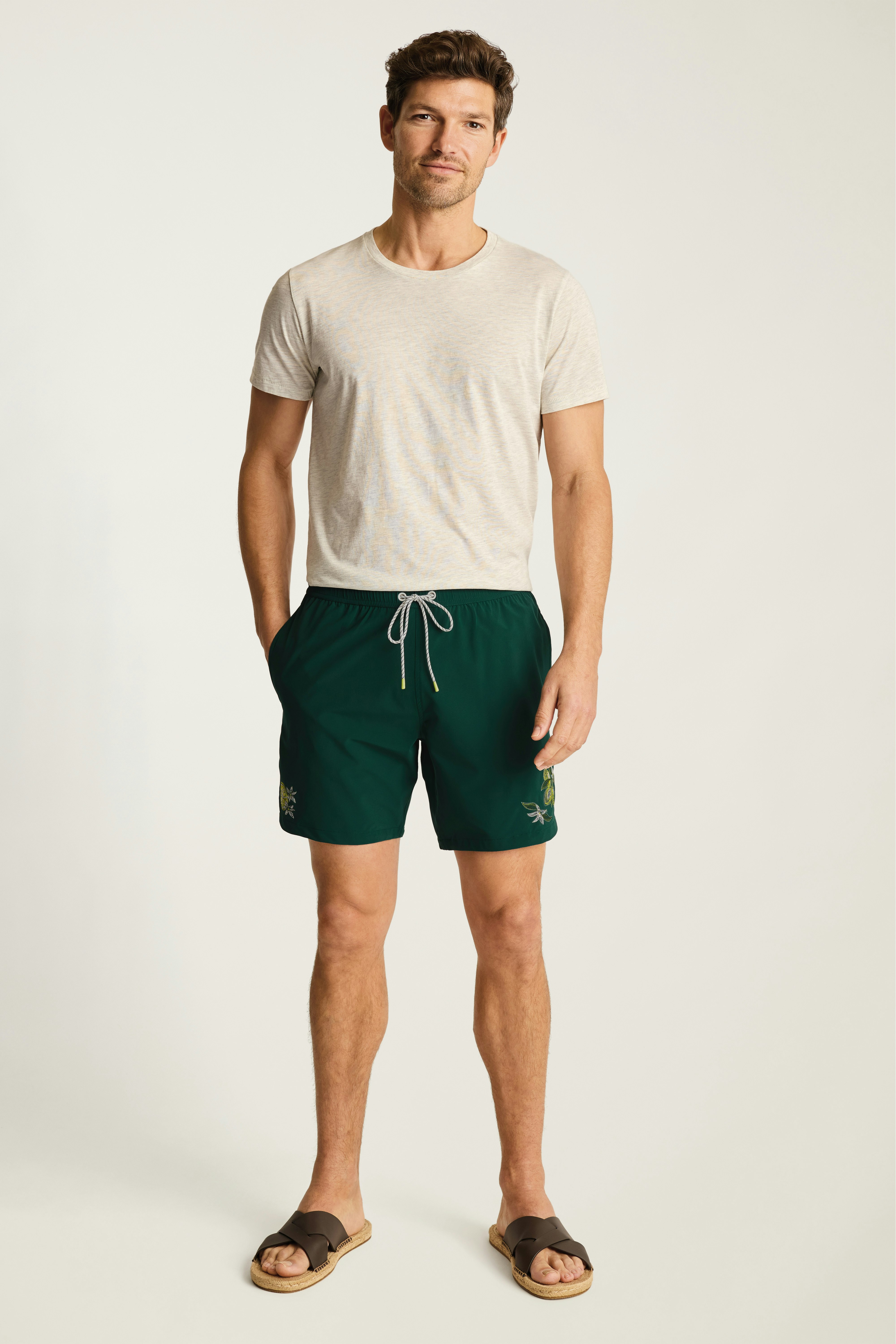 Riviera Swim Trunks embroidered lemons