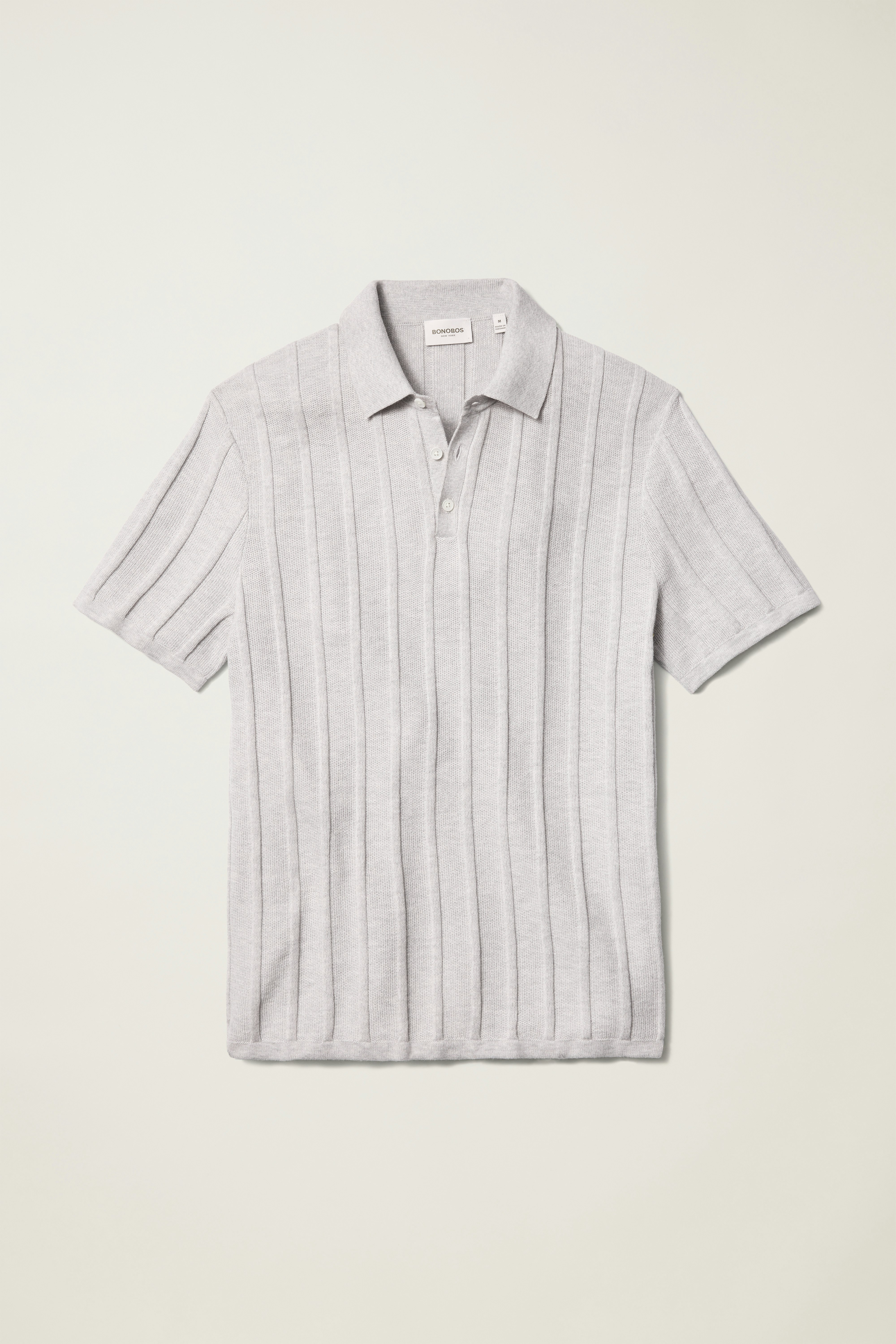 Hudson Sweater Polo silver grey honeycomb cotton