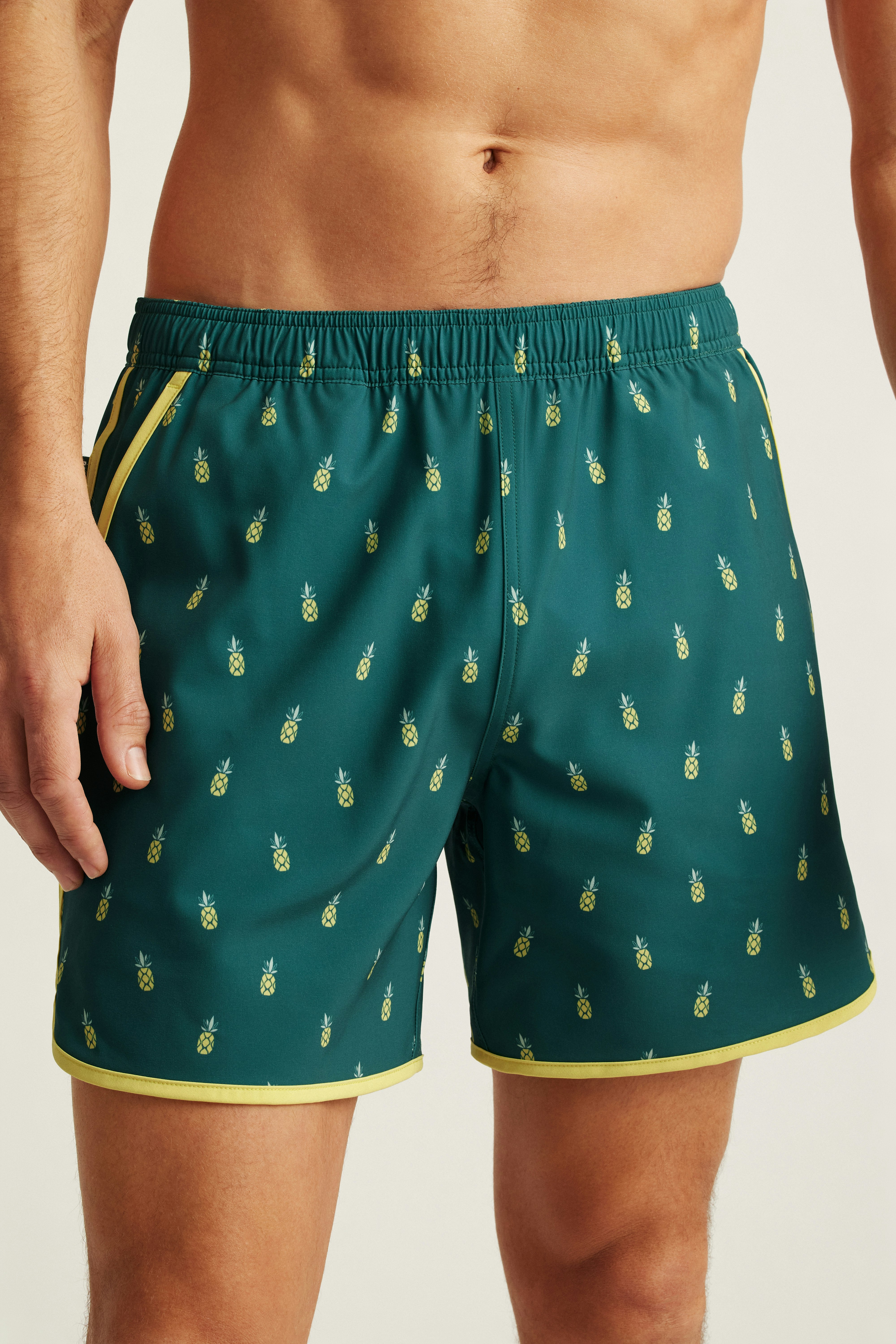 Throwback Swim Trunks green pineapple party