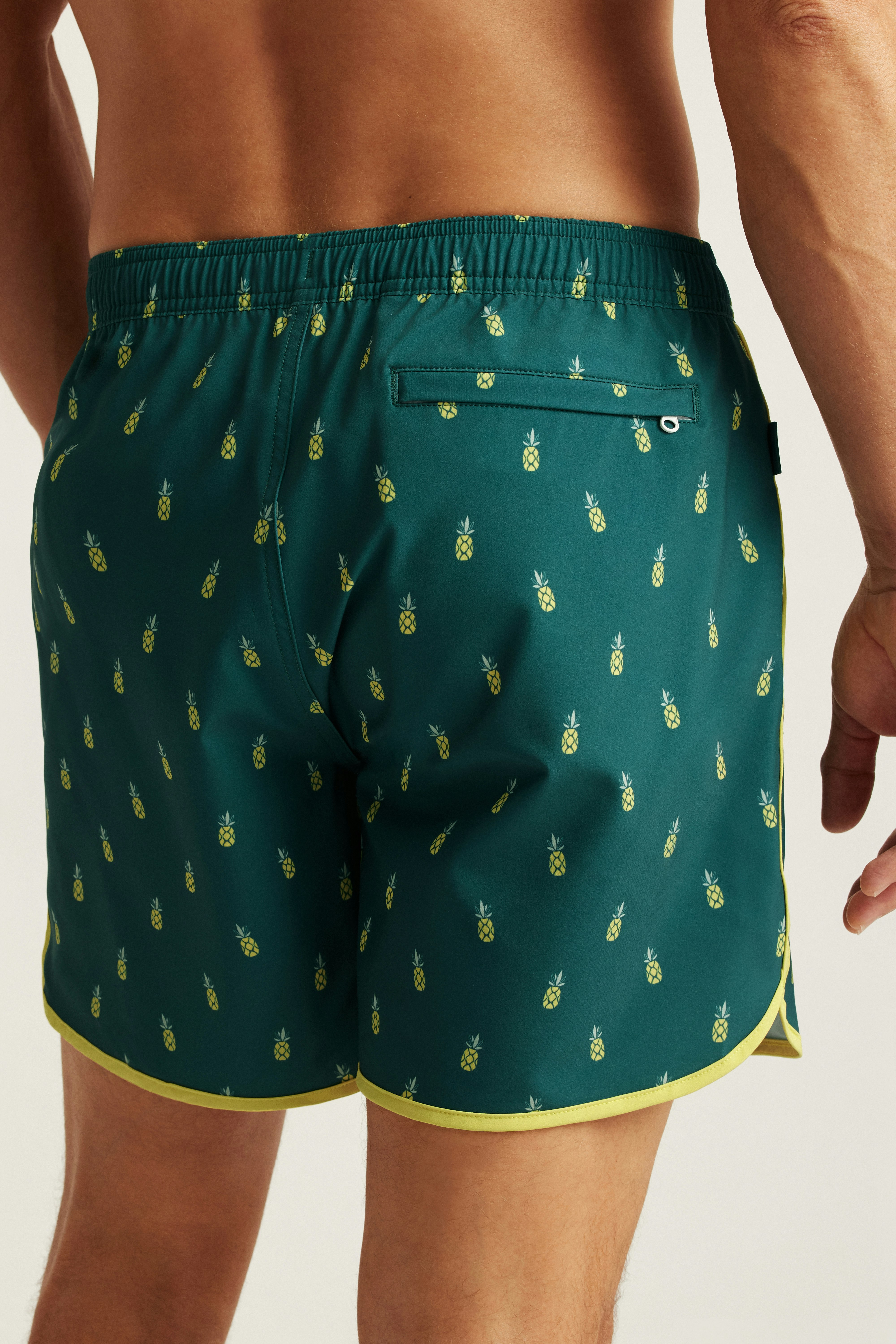 Throwback Swim Trunks green pineapple party