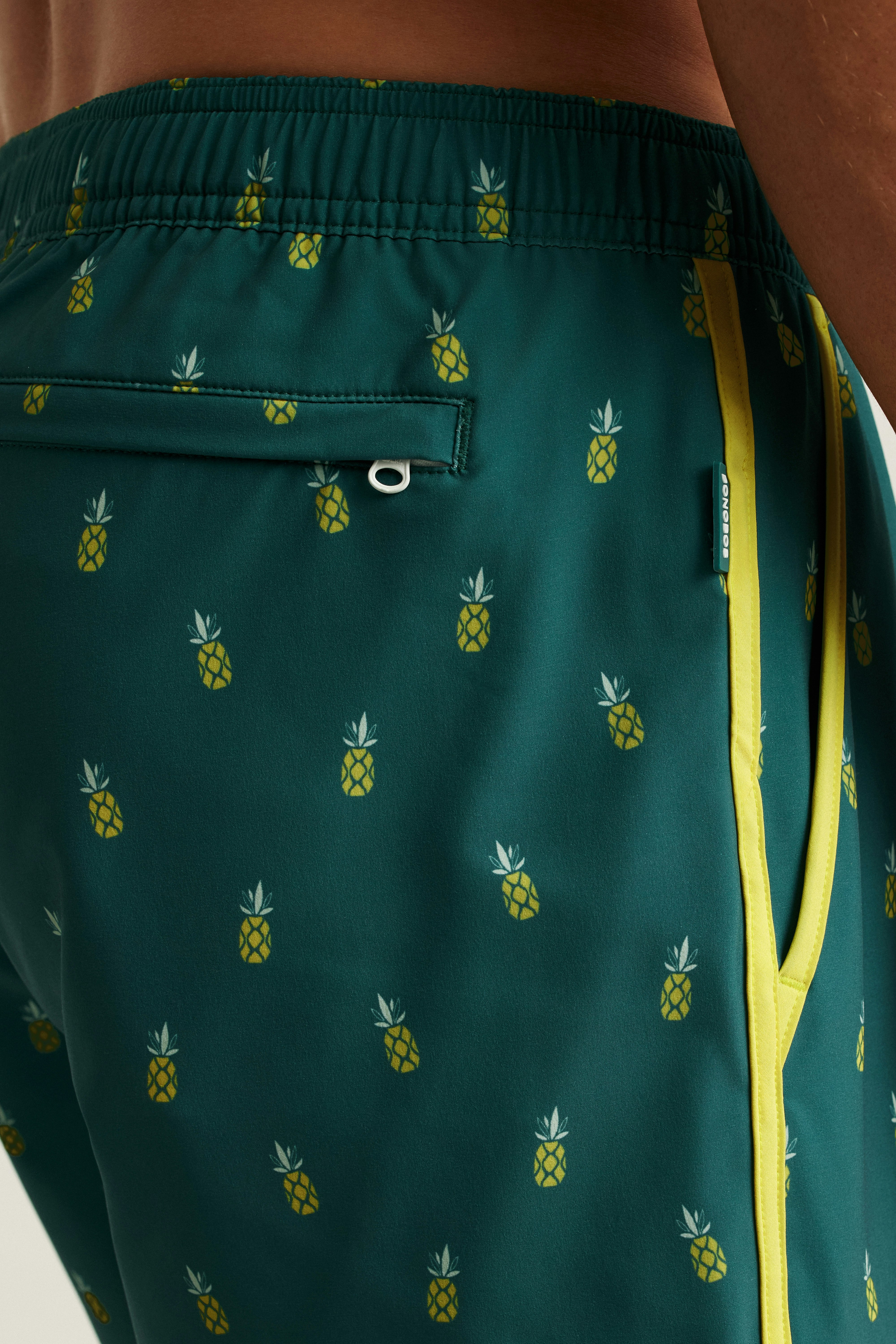 Throwback Swim Trunks green pineapple party
