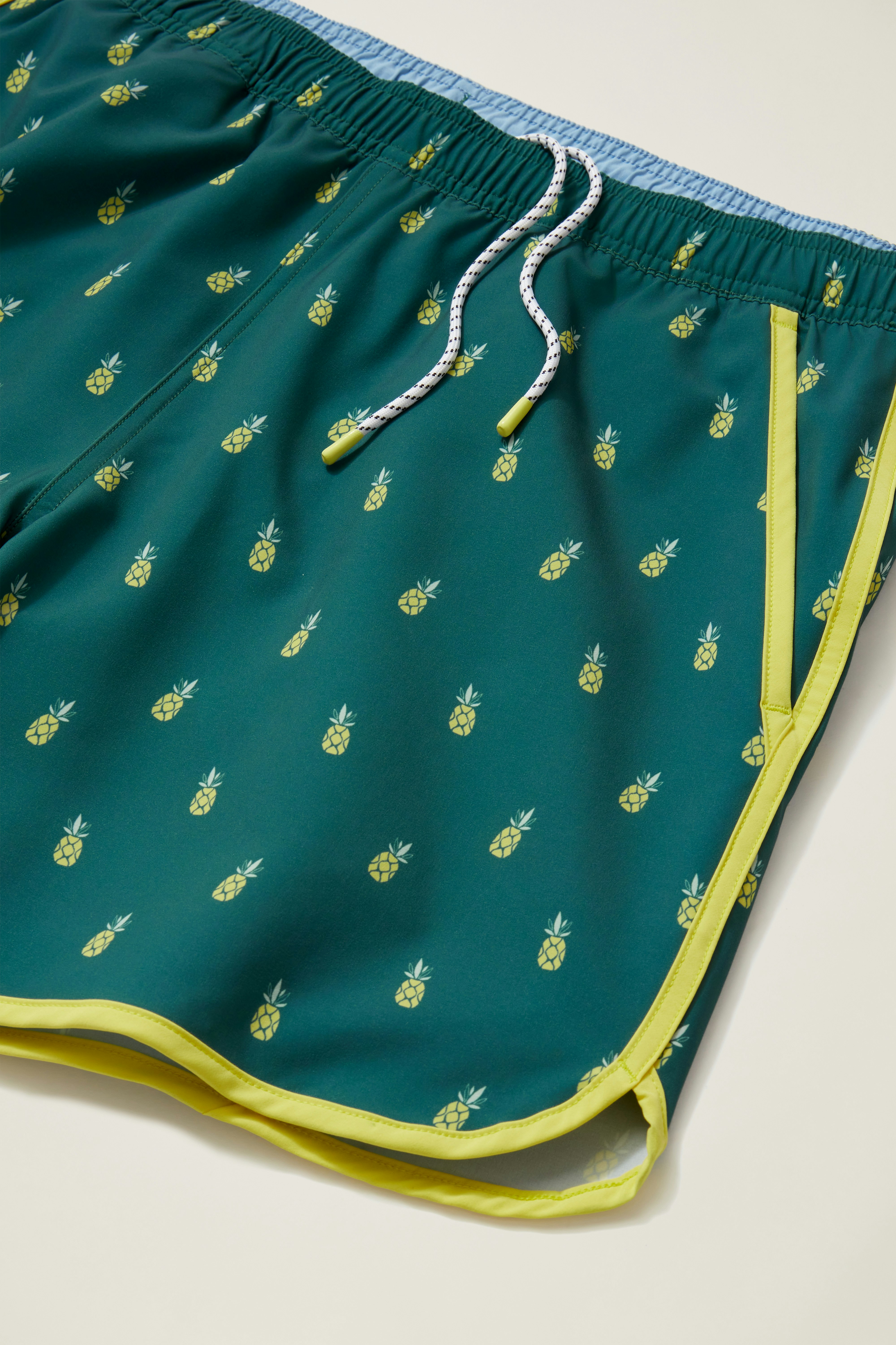 Throwback Swim Trunks green pineapple party