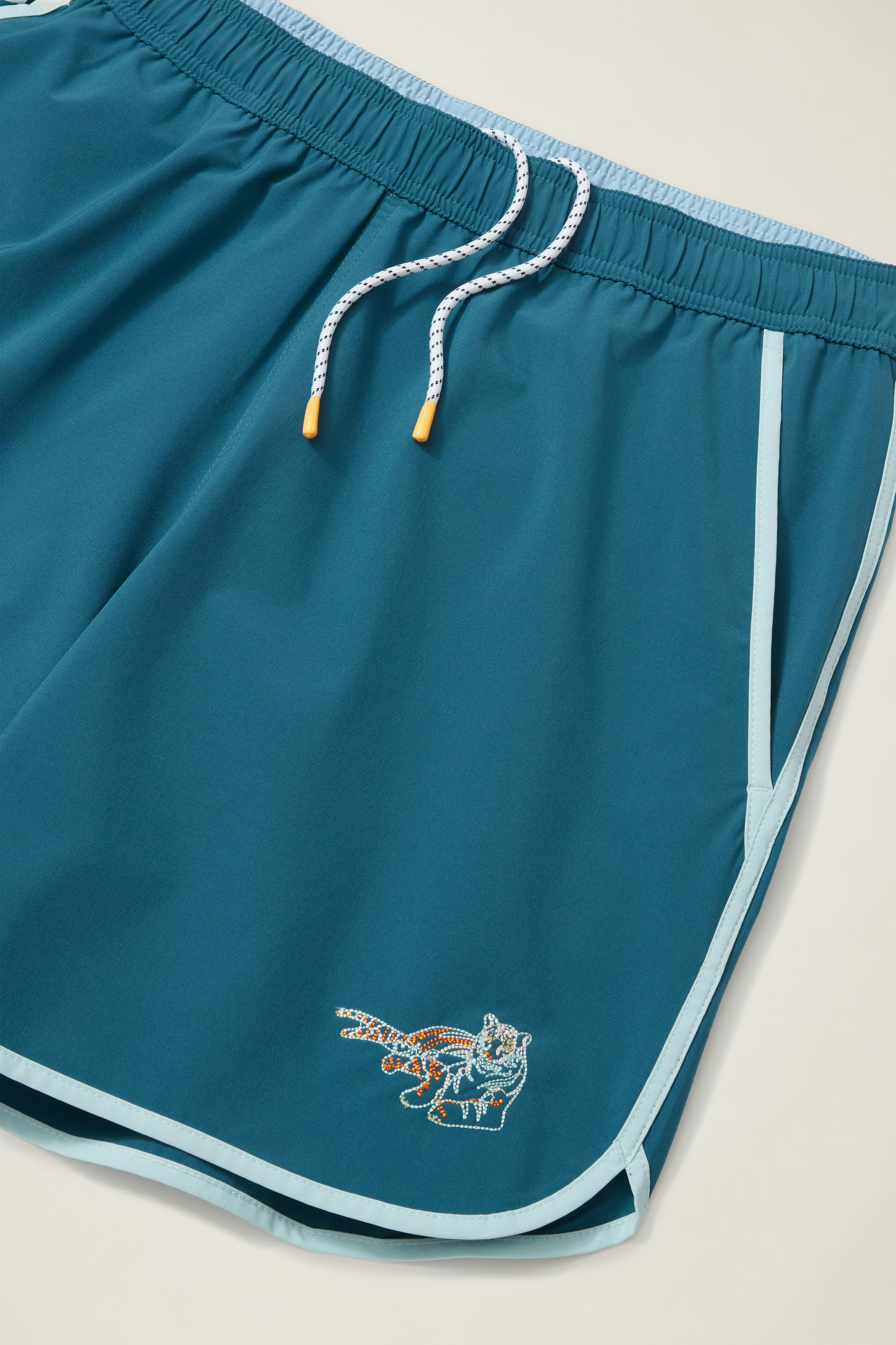 Throwback Swim Trunks blue electric tiger
