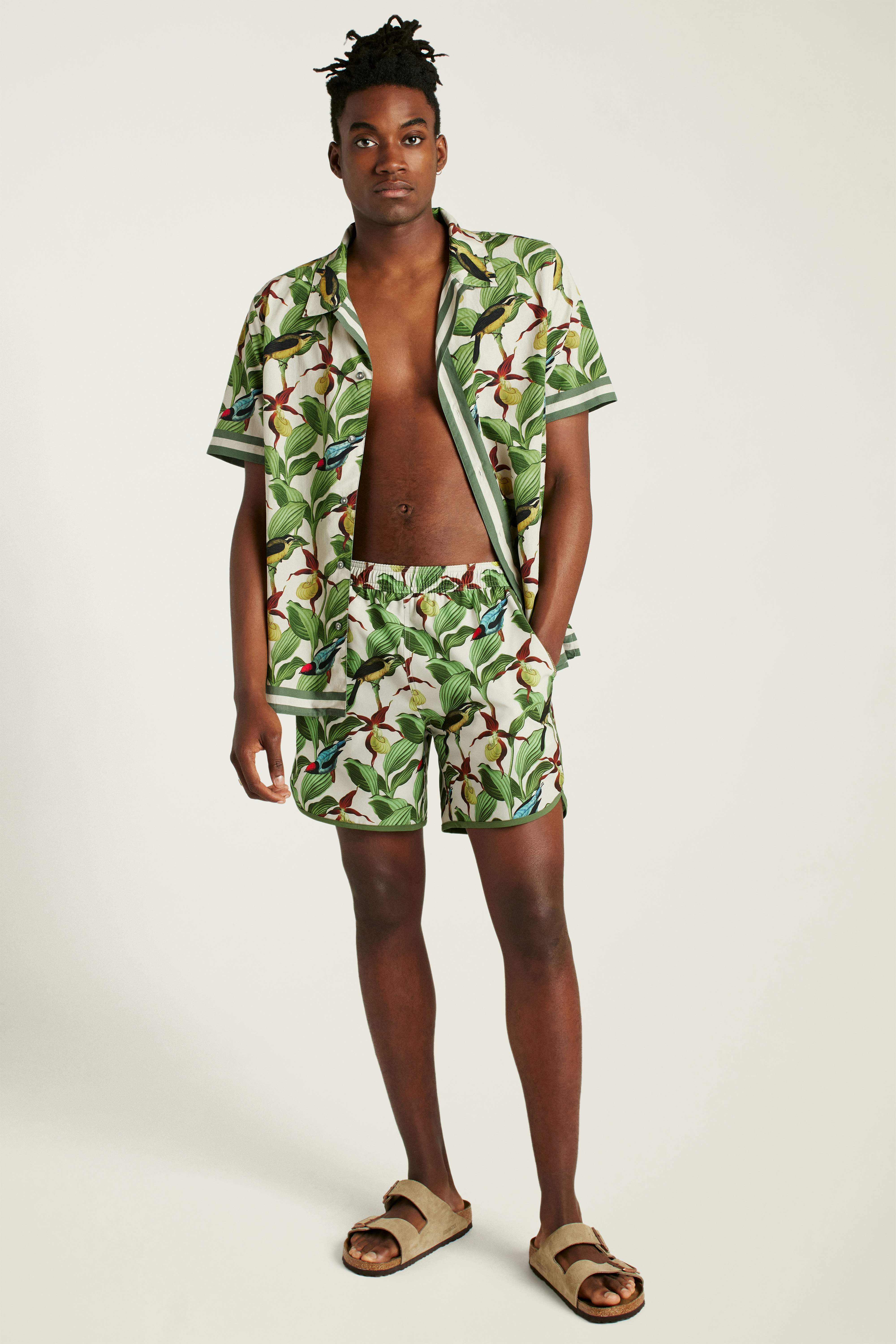 Throwback Swim Trunks khaki garden party