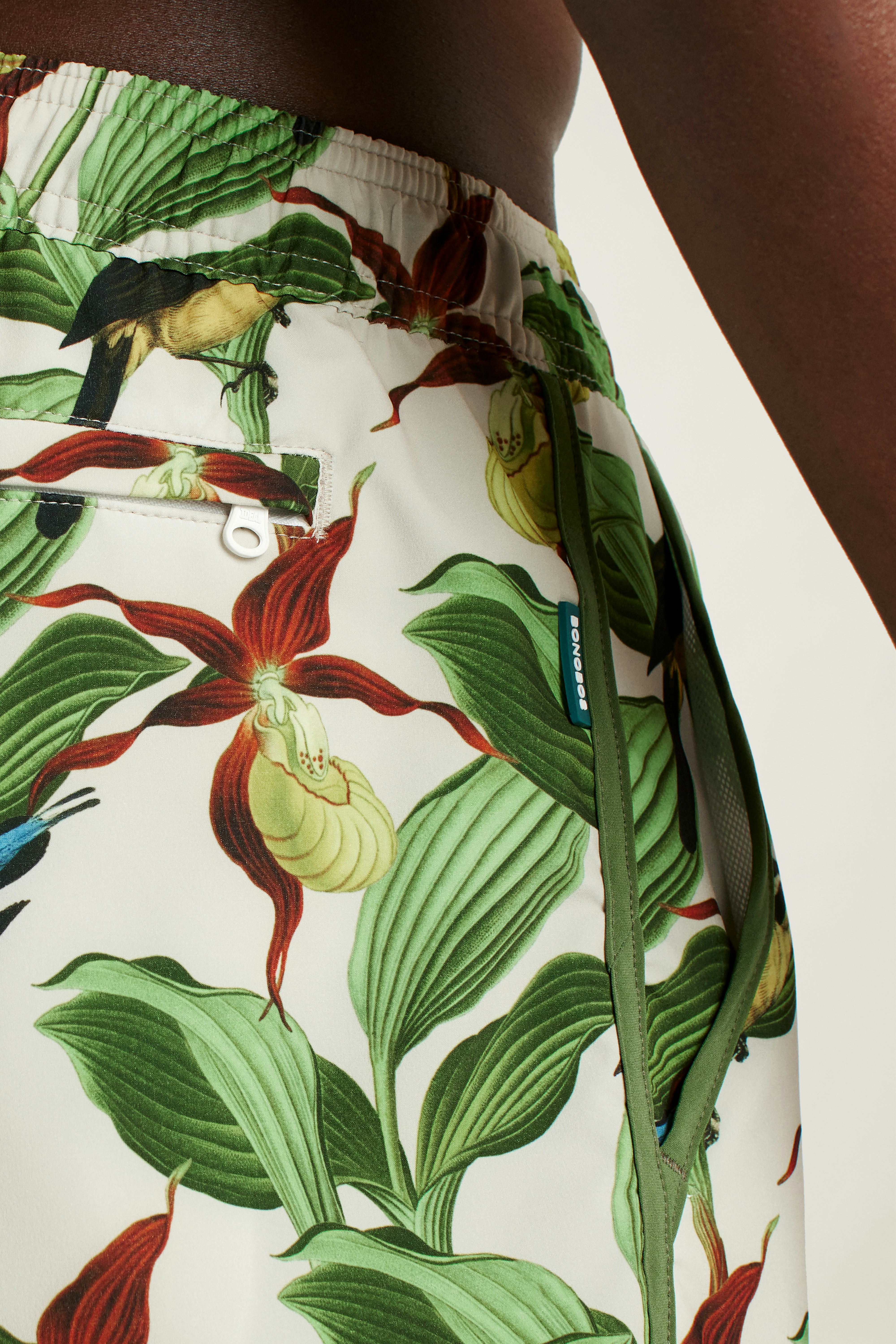 Throwback Swim Trunks khaki garden party