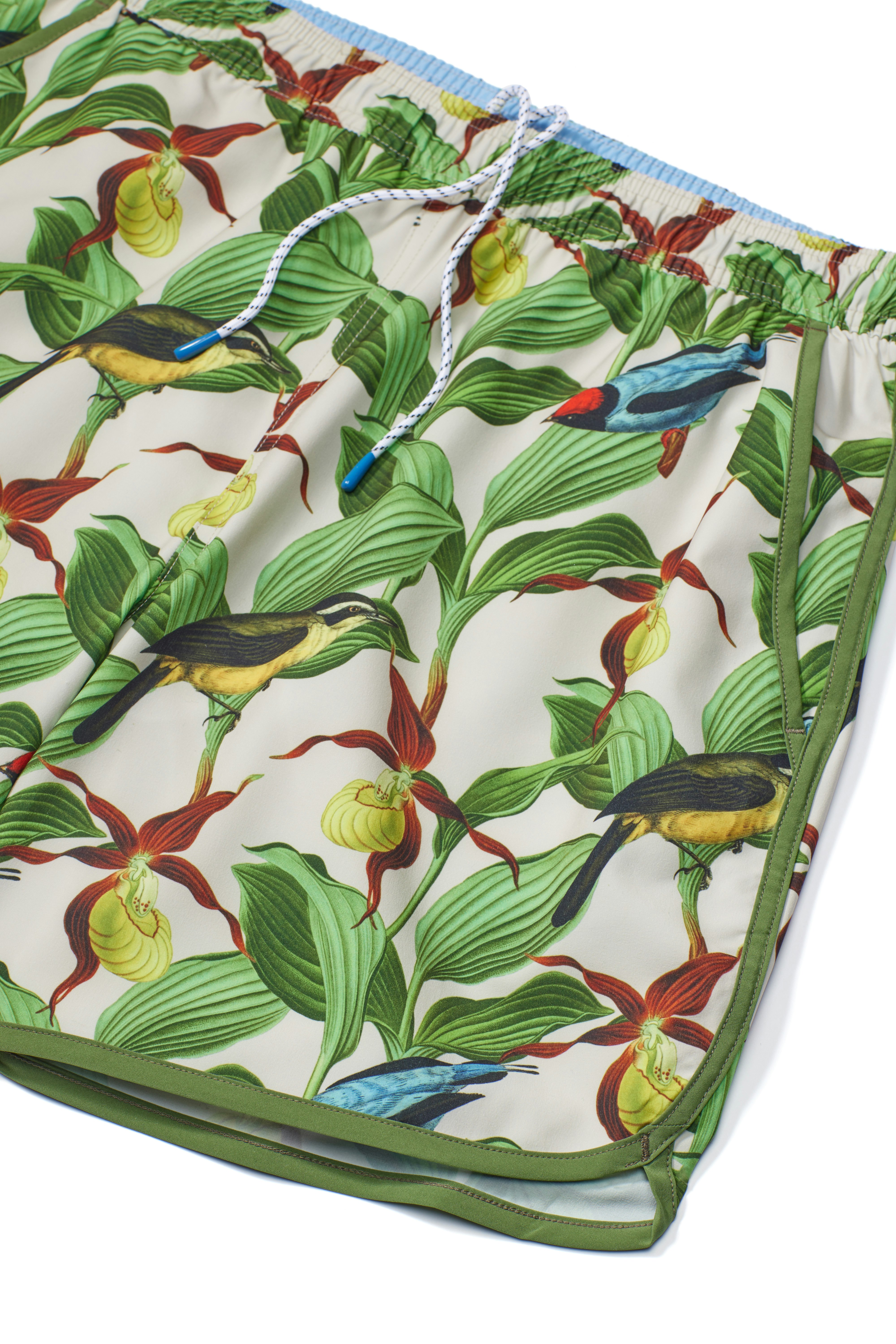 Throwback Swim Trunks khaki garden party