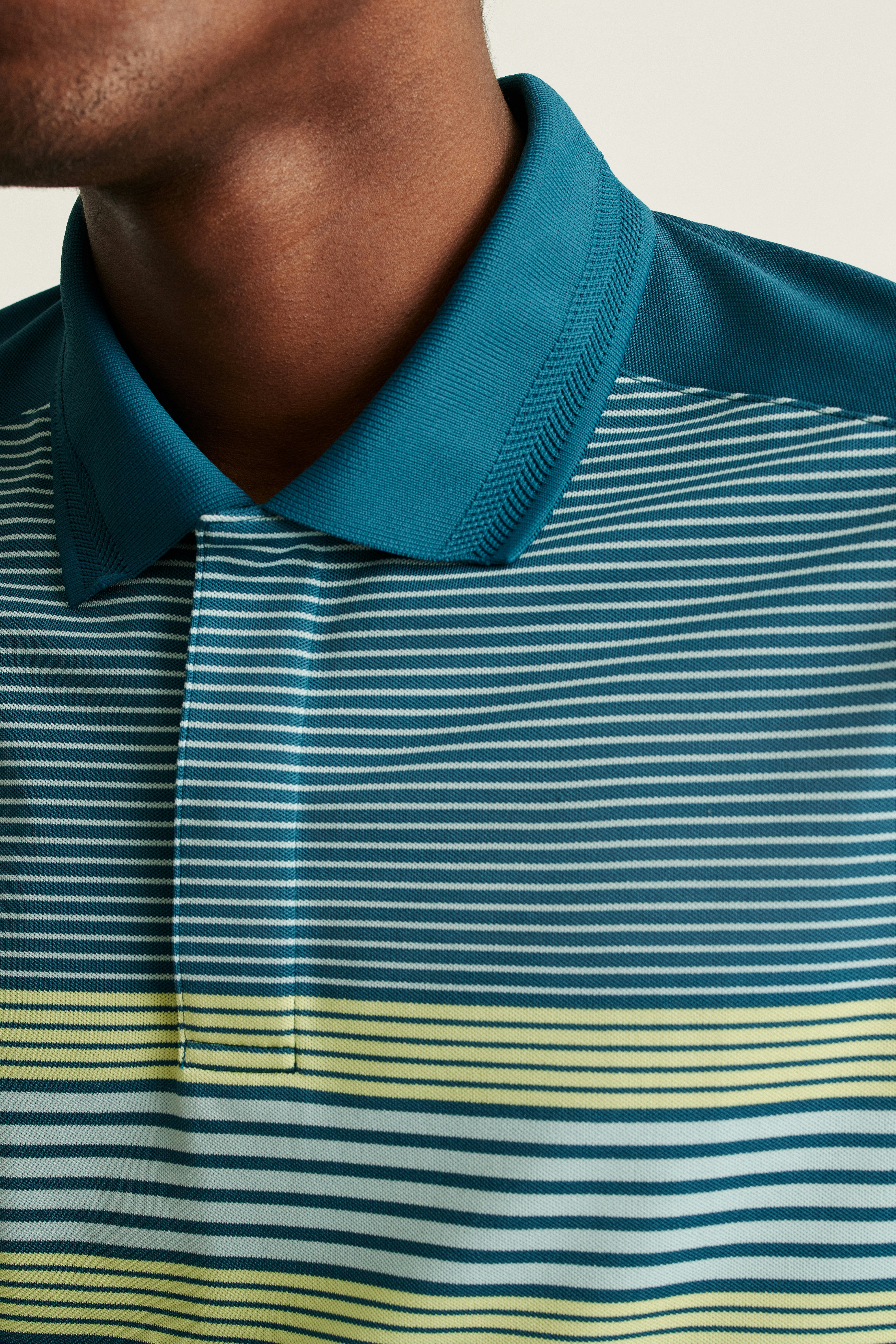 Tour Pique Polo blue green golf multistripe
