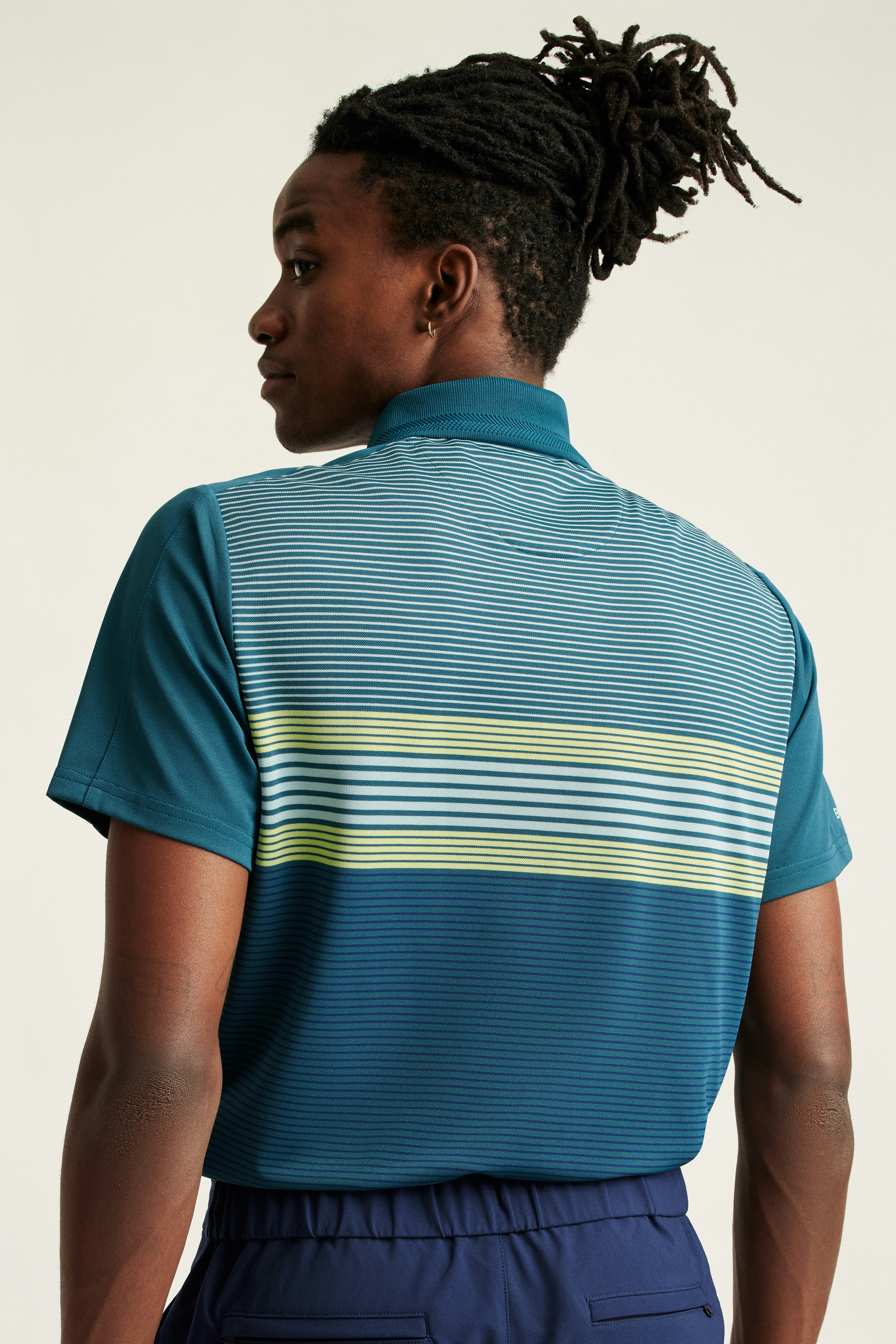 Tour Pique Polo blue green golf multistripe 4 Tour Pique Polo blue green golf multistripe
