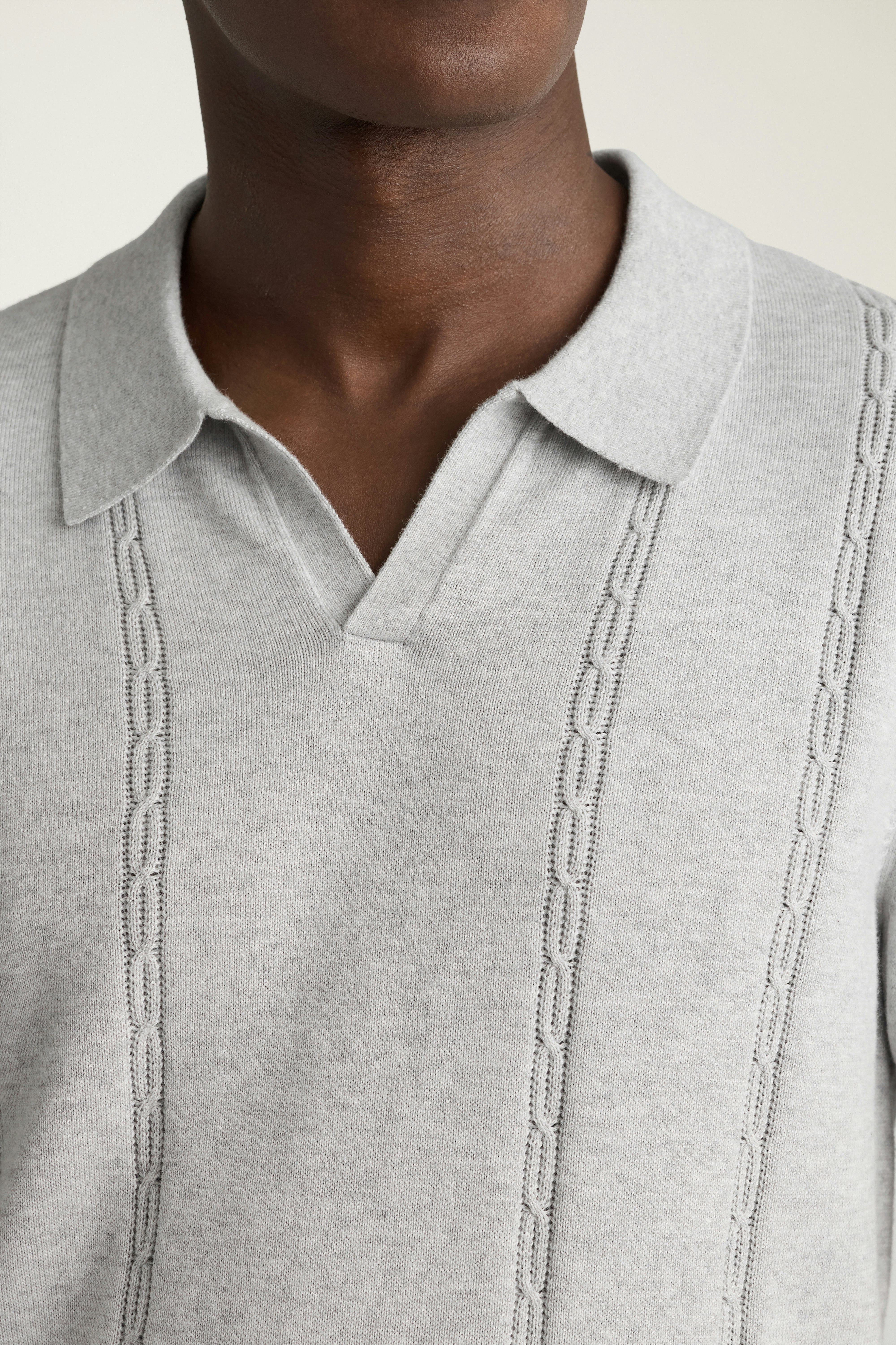 Hudson Sweater Polo heather grey cotton cable