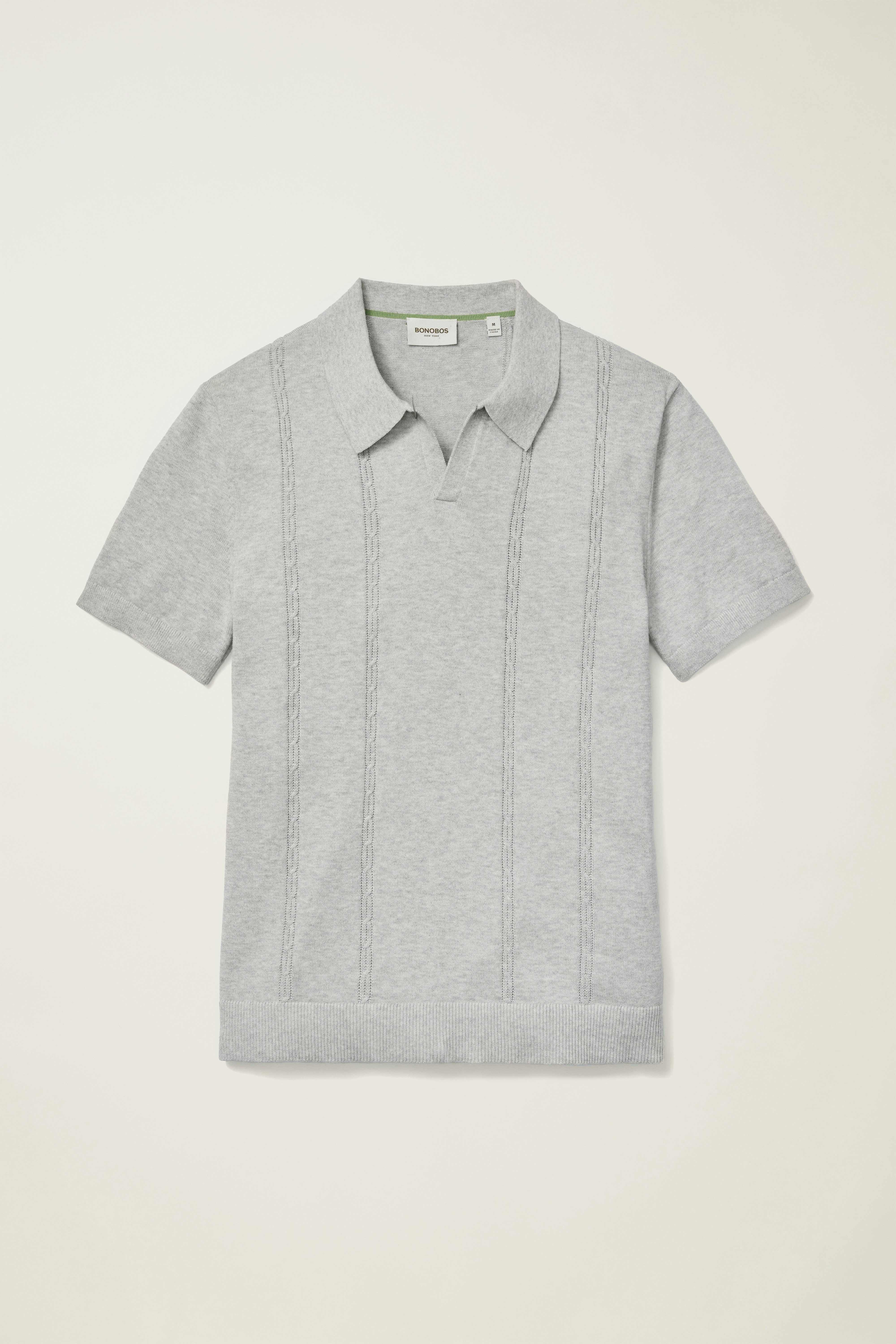 Hudson Sweater Polo heather grey cotton cable