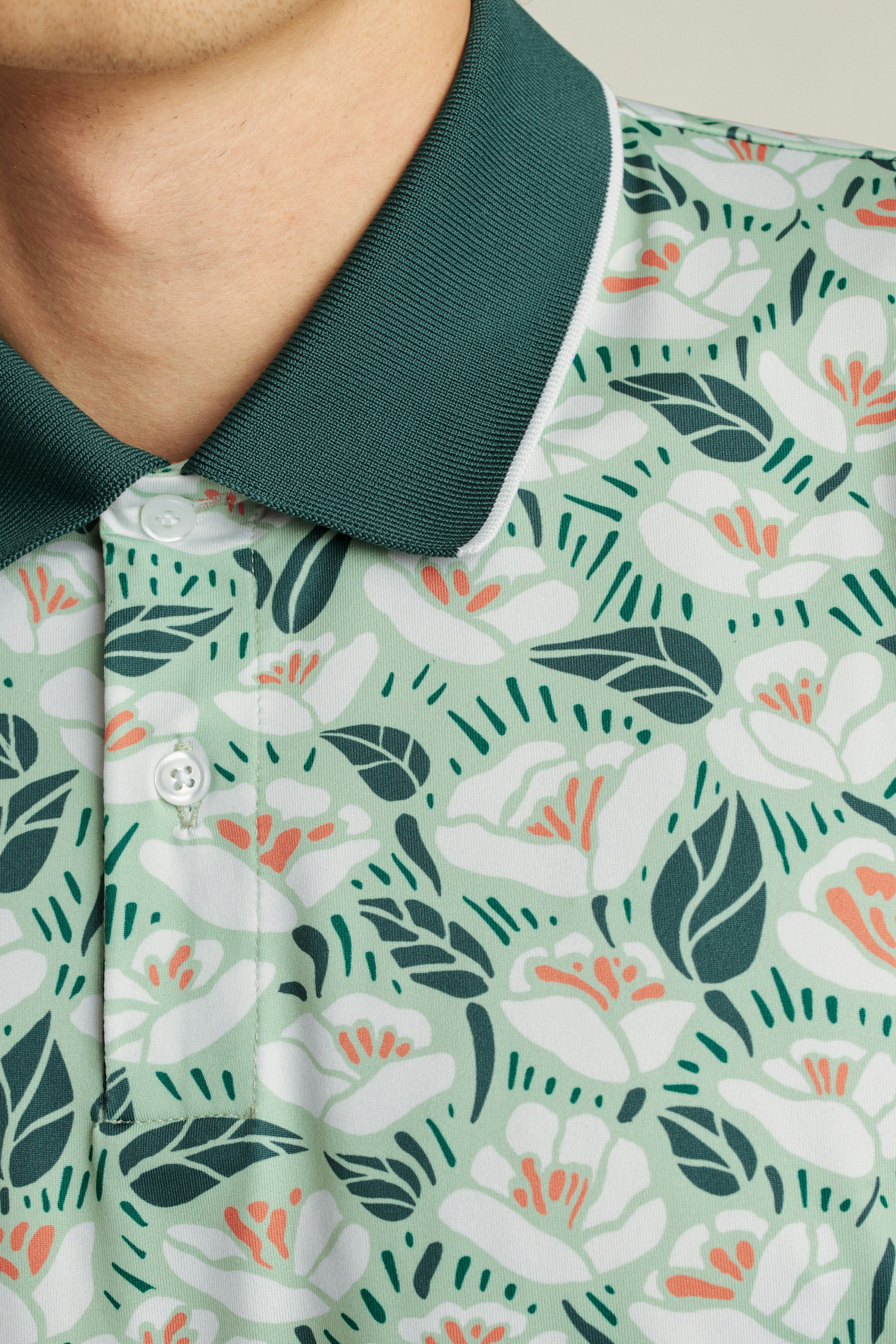 Performance Golf Polo green goodman floral