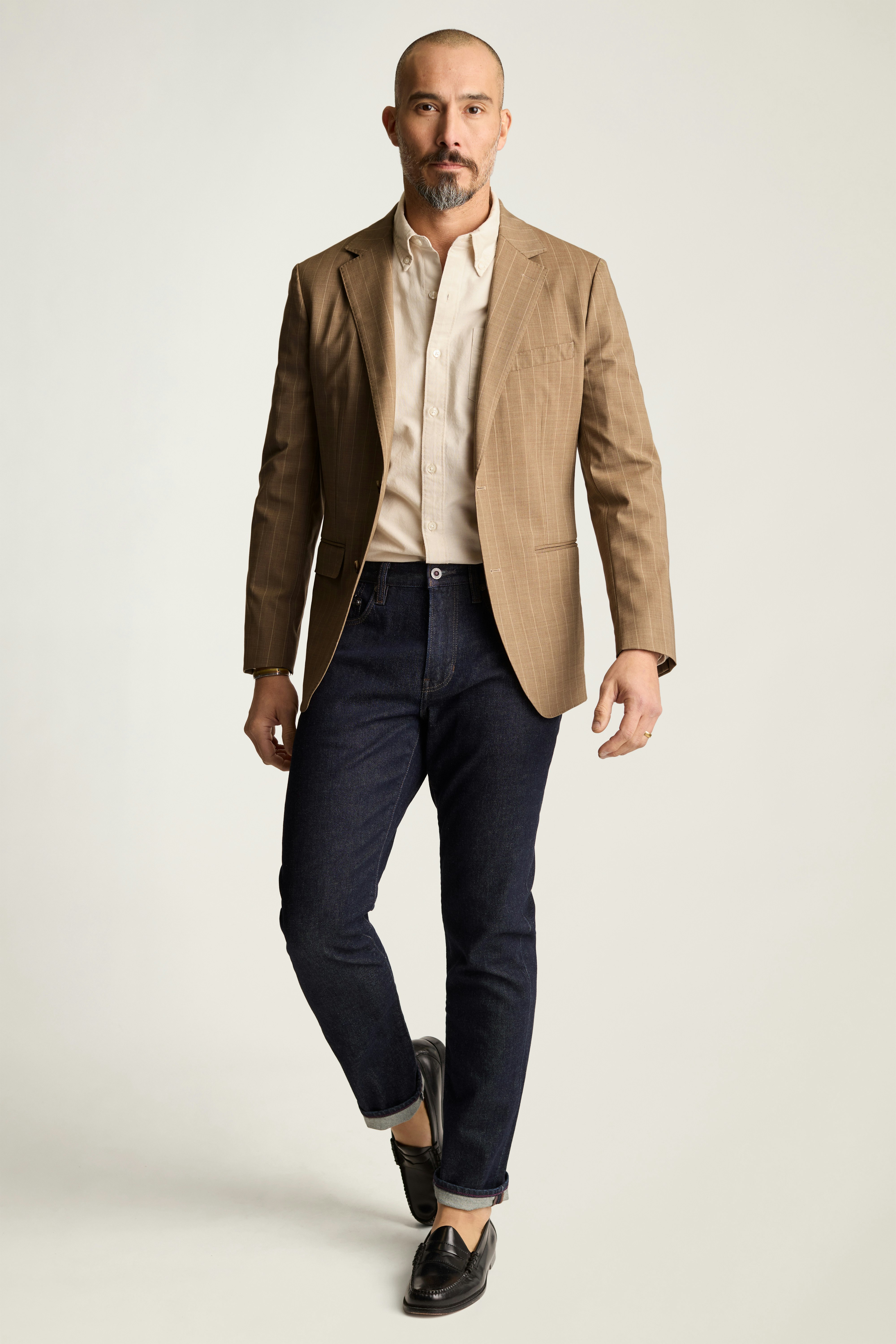 Jetsetter Unconstructed Italian Blazer sand stripe