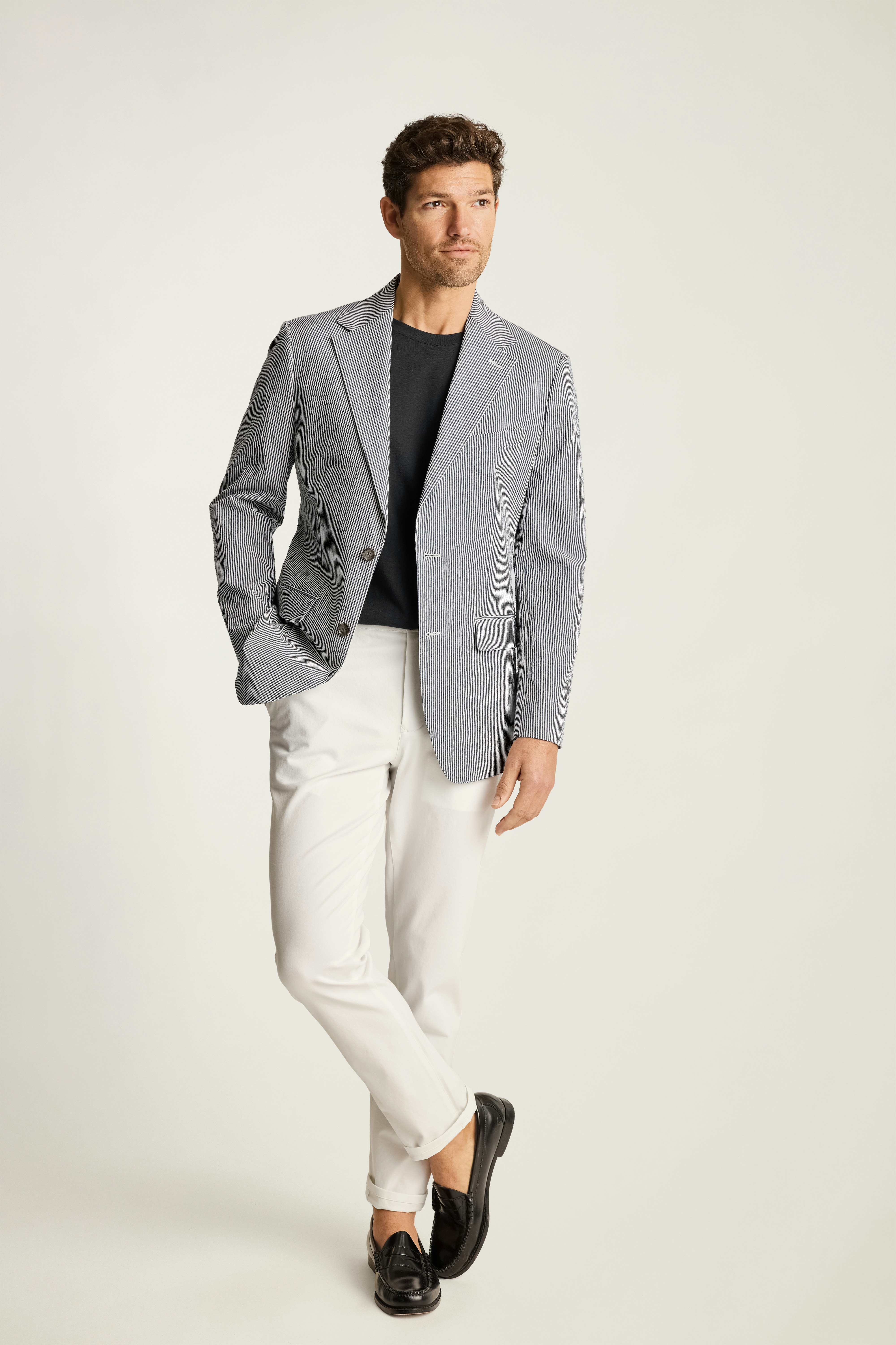 Jetsetter Italian Seersucker Blazer blue white seersucker