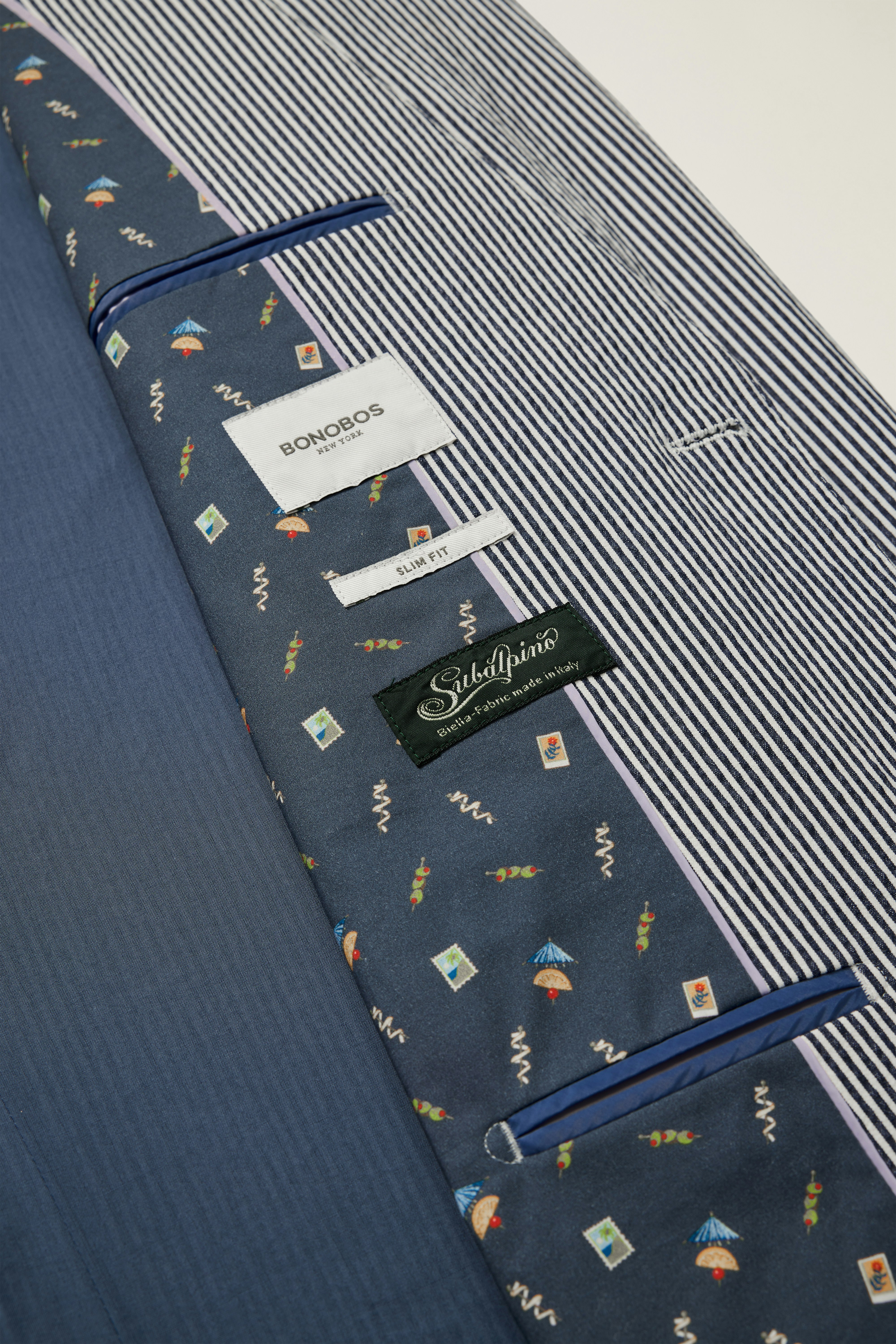 Jetsetter Italian Seersucker Blazer blue white seersucker