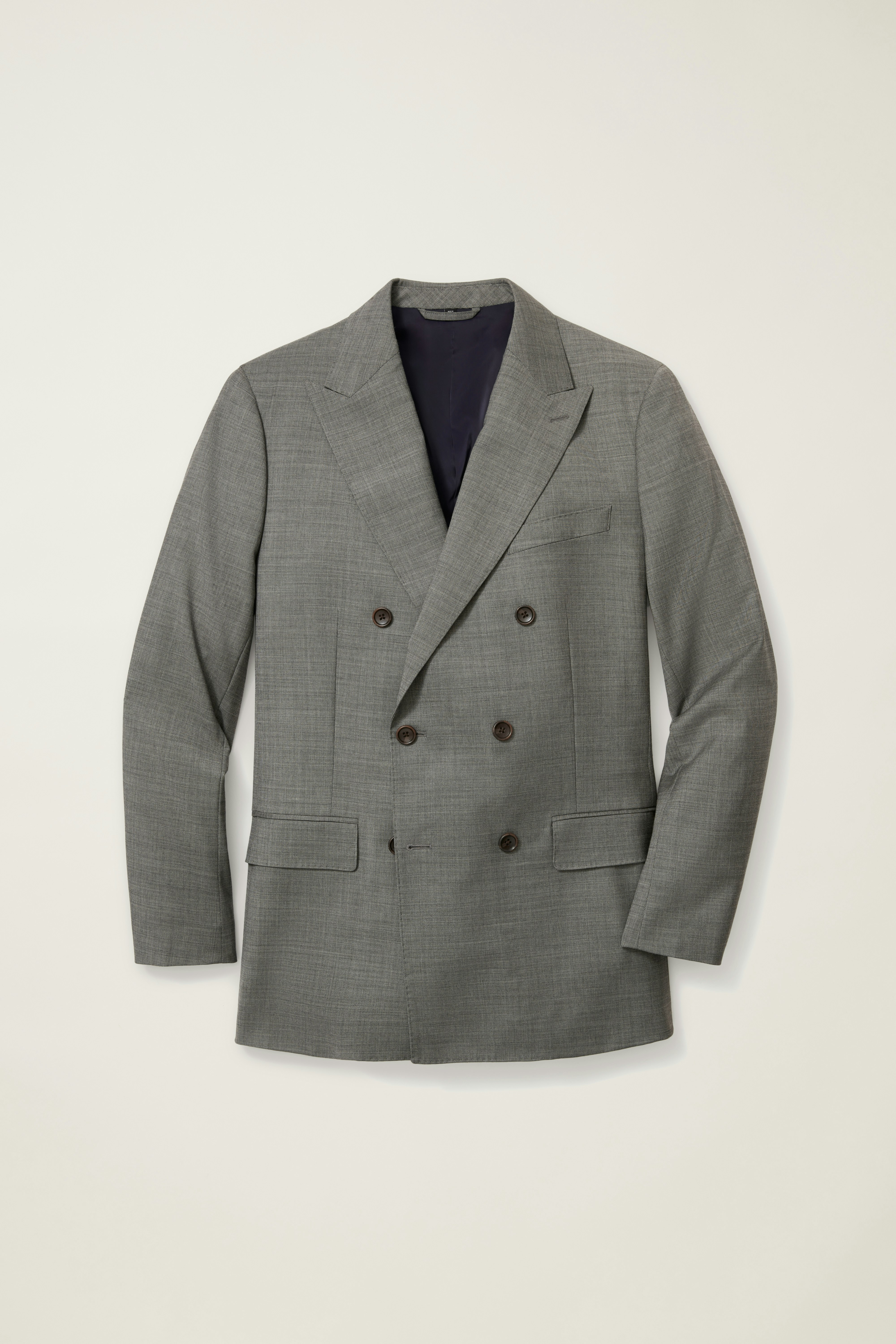 Jetsetter Italian Wool Double Breasted Blazer grey sharkskin