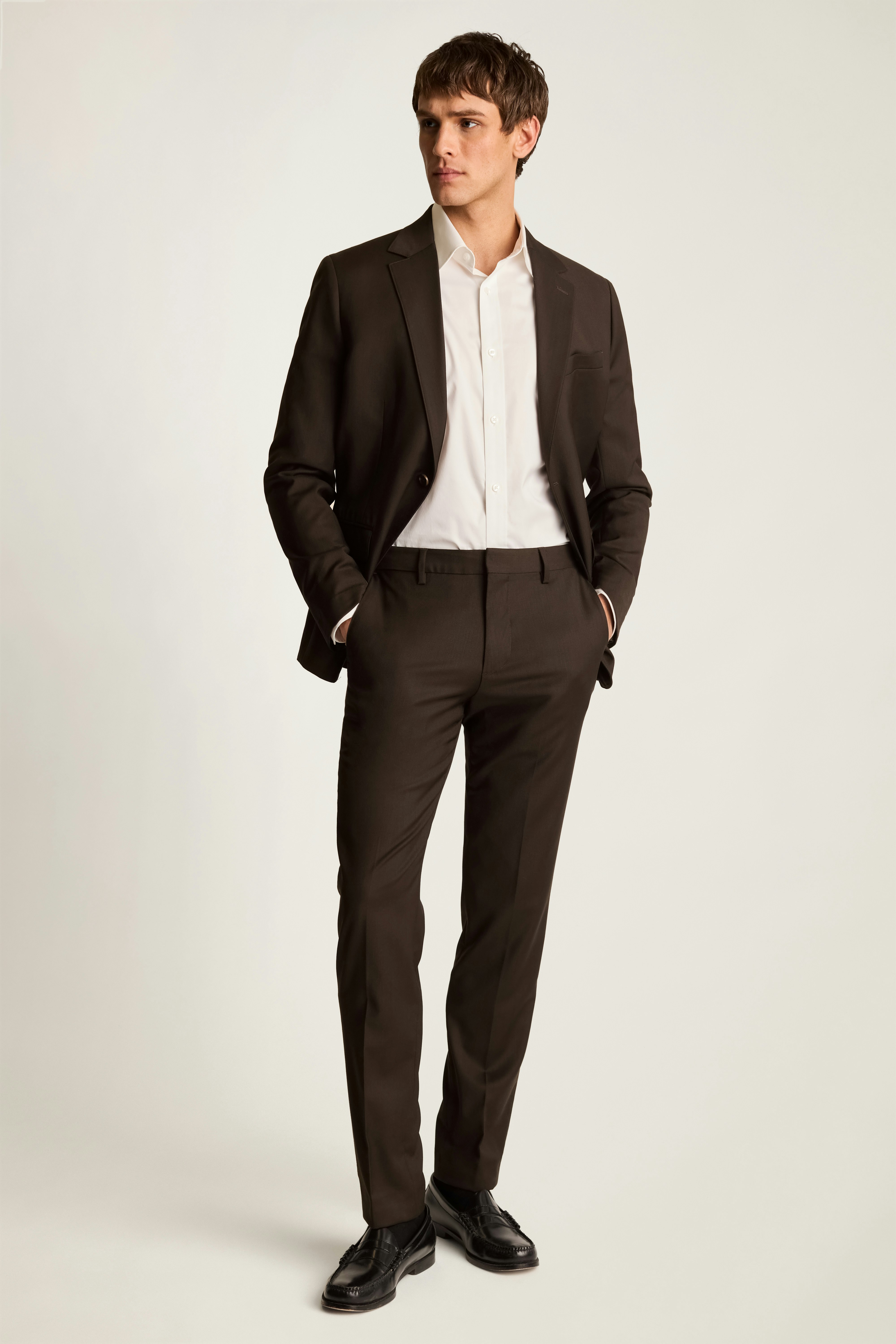 Jetsetter Italian Wool Blazer chocolate brown sharkskin
