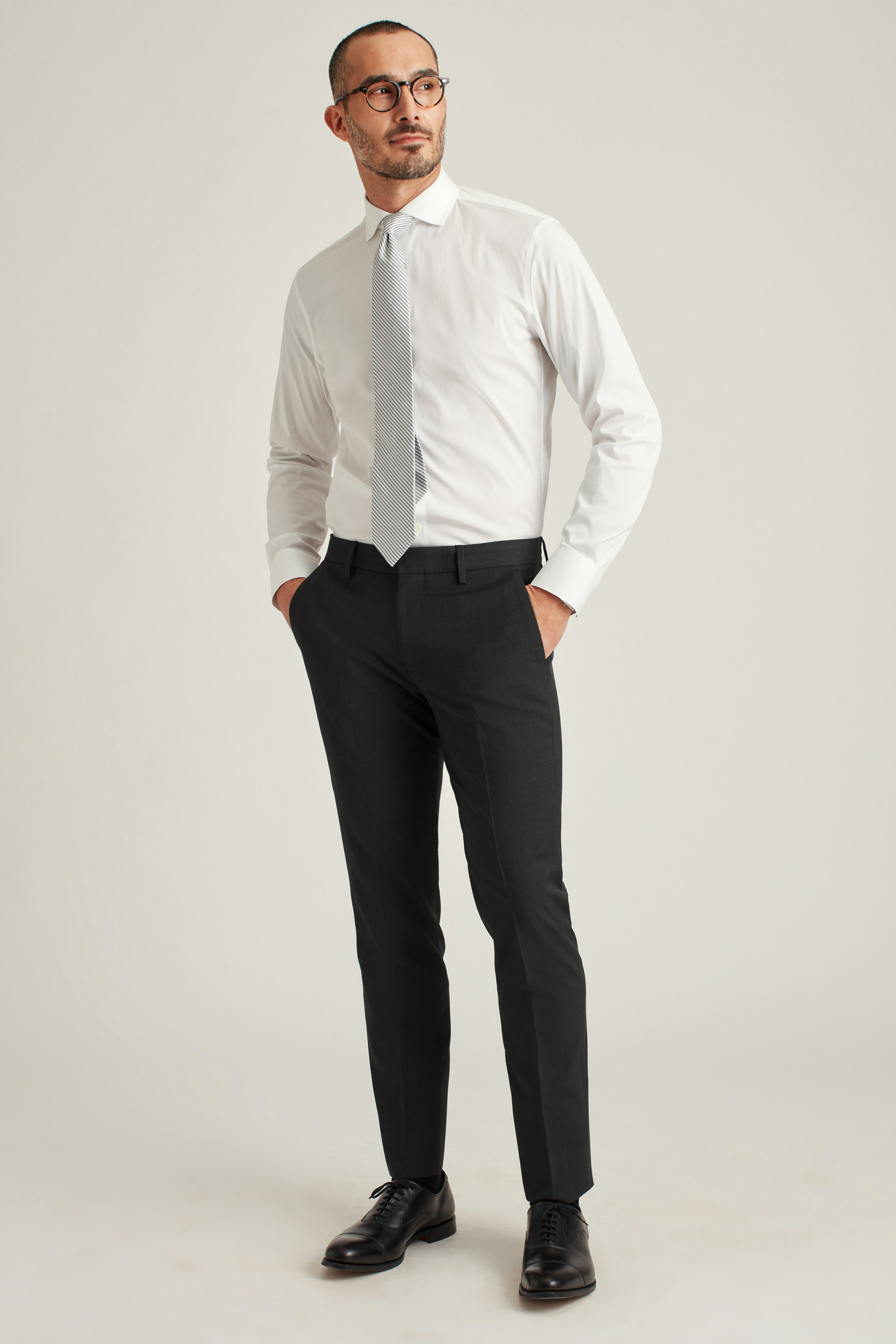 Italian Performance Suit Pant mason solid charcoal