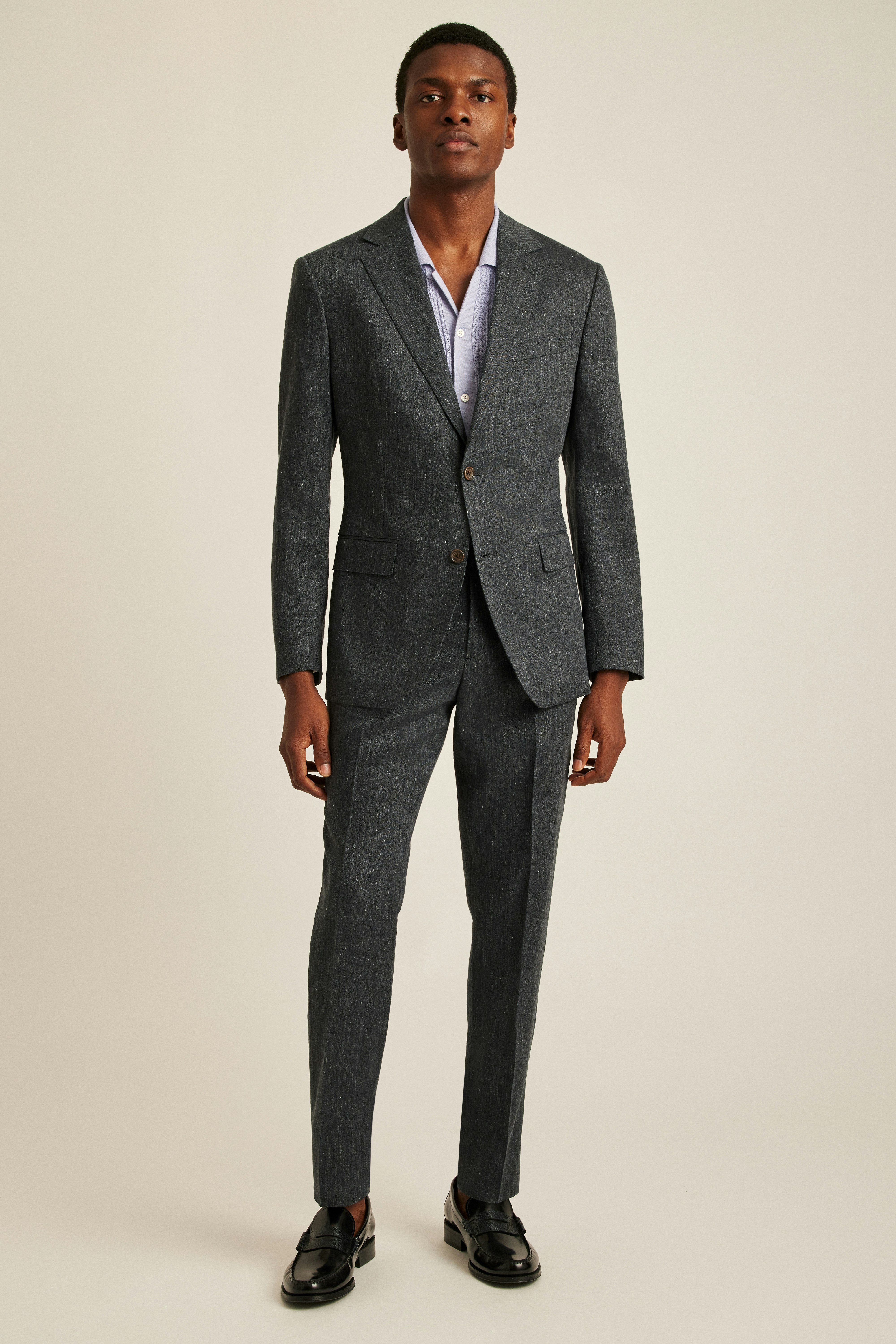 Italian Stretch Linen Suit Jacket charcoal