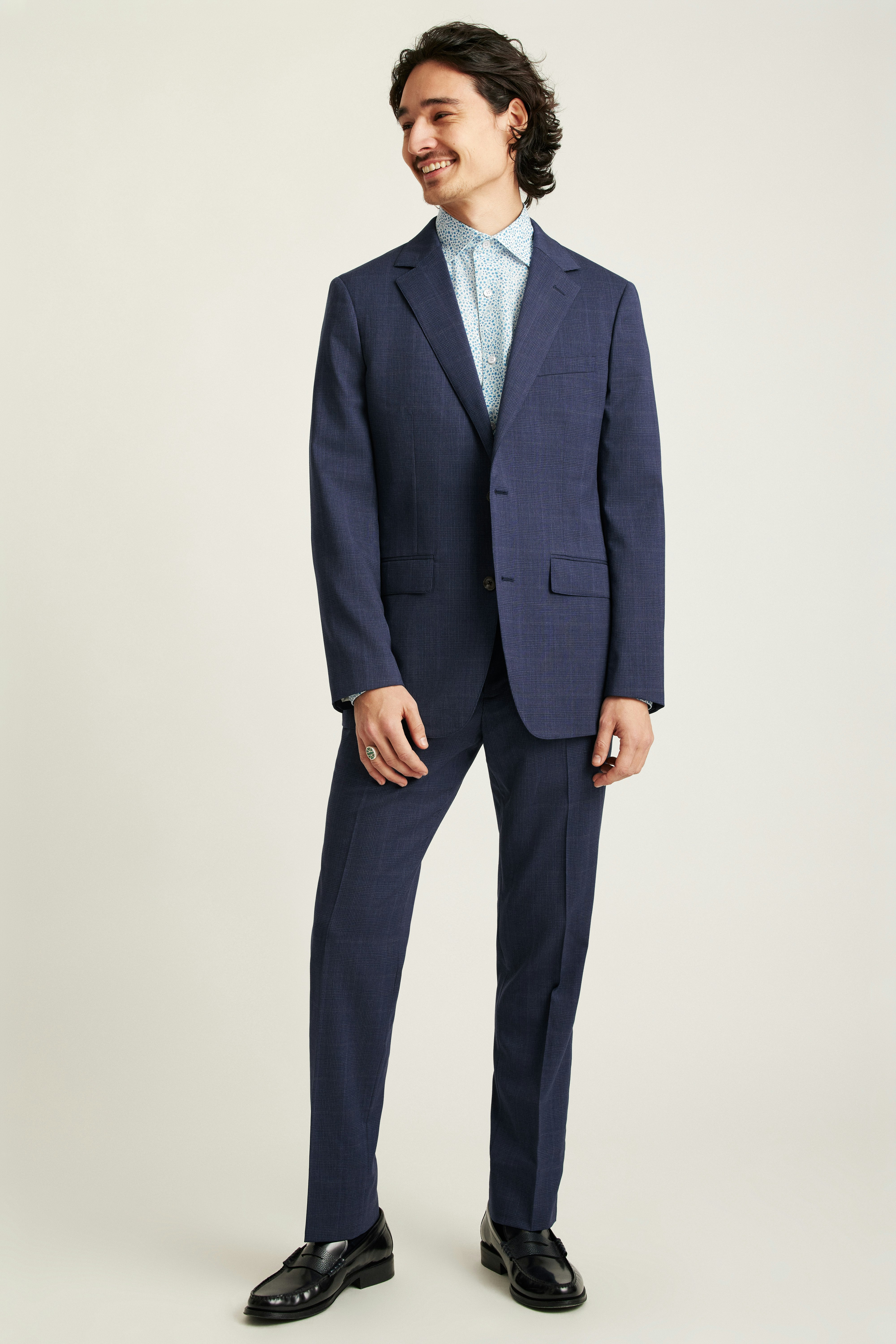 Jetsetter Italian Wool Blazer navy glen plaid