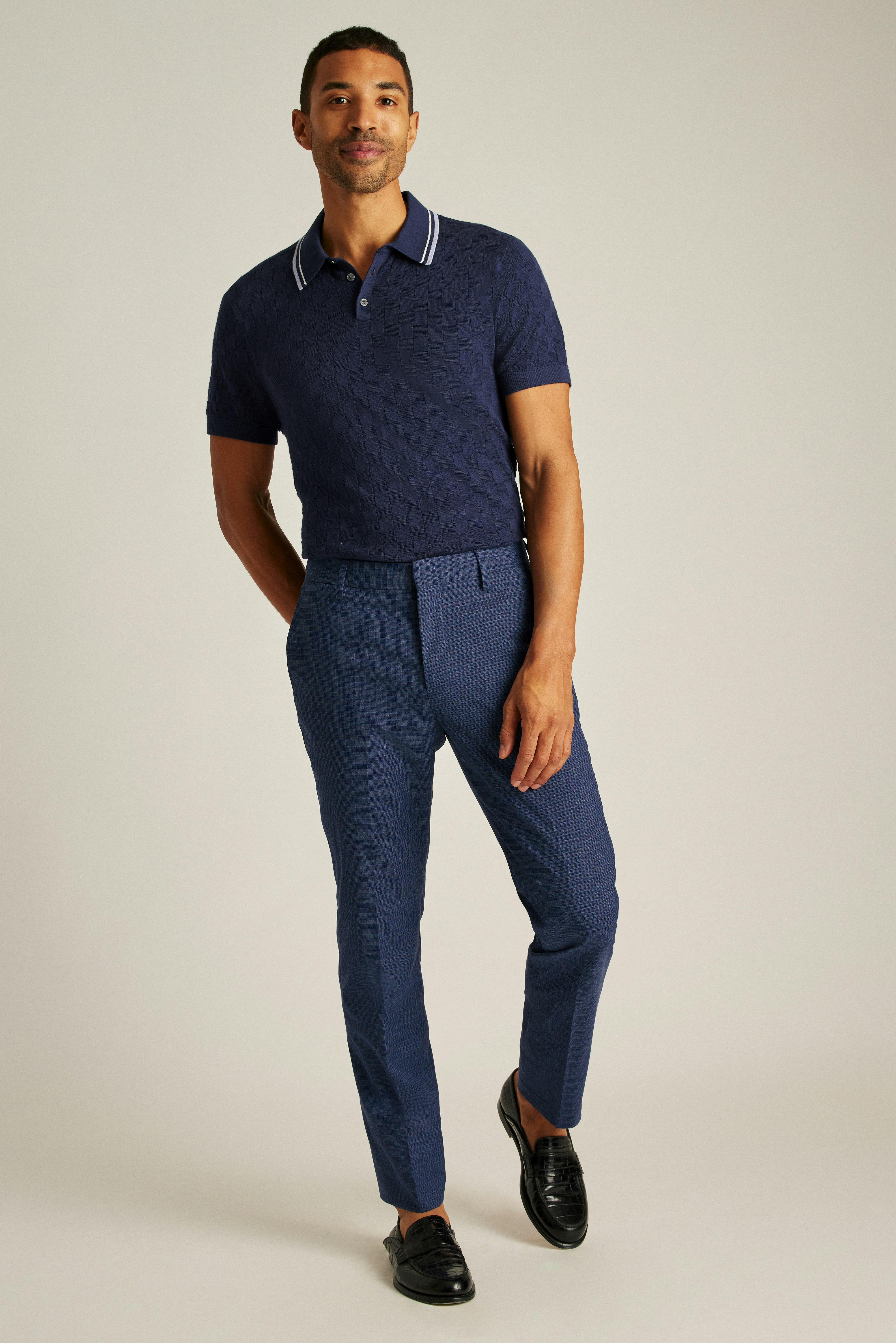 Jetsetter Italian Wool Dress Pant mid navy check