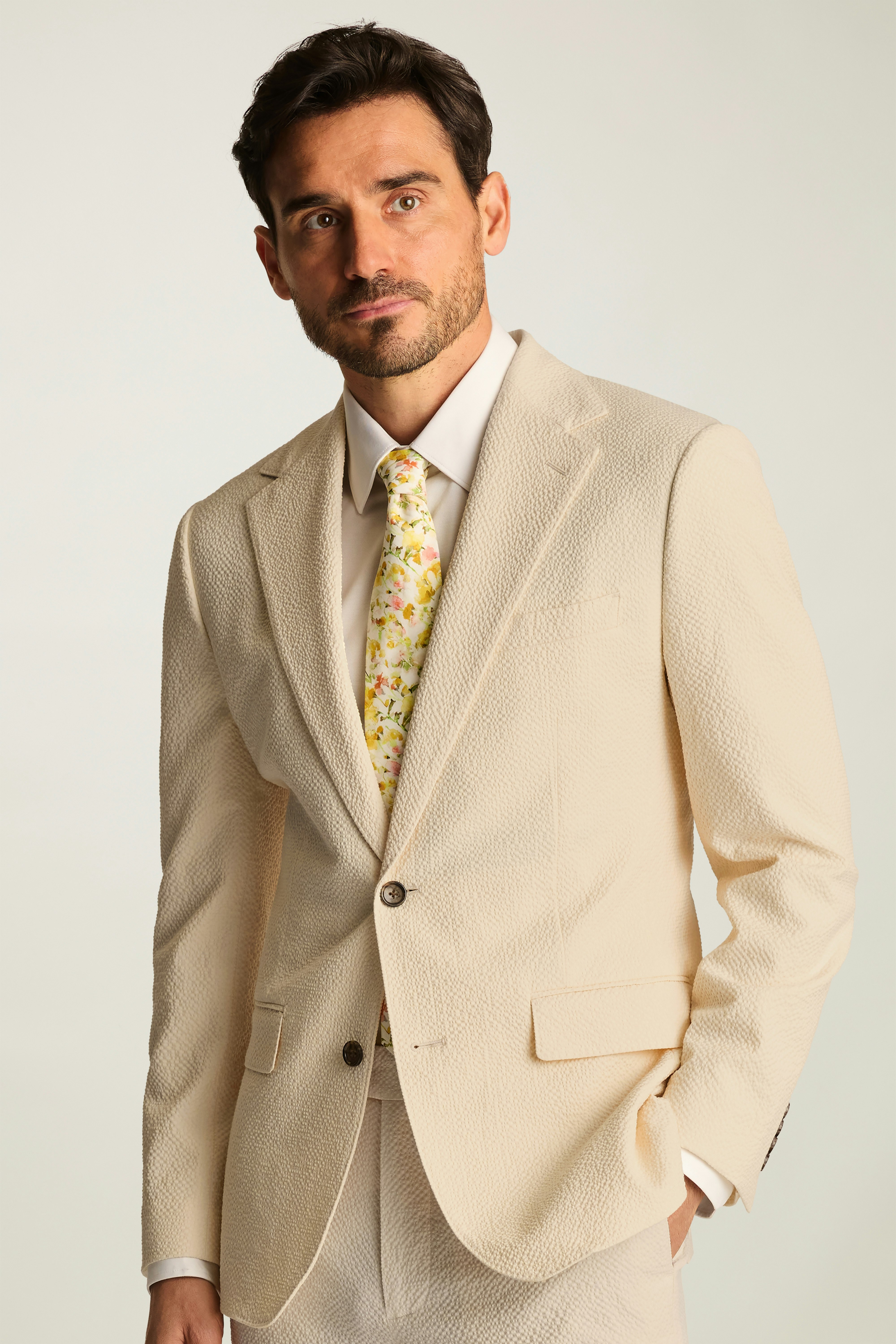 Jetsetter Italian Seersucker Blazer ivory seersucker