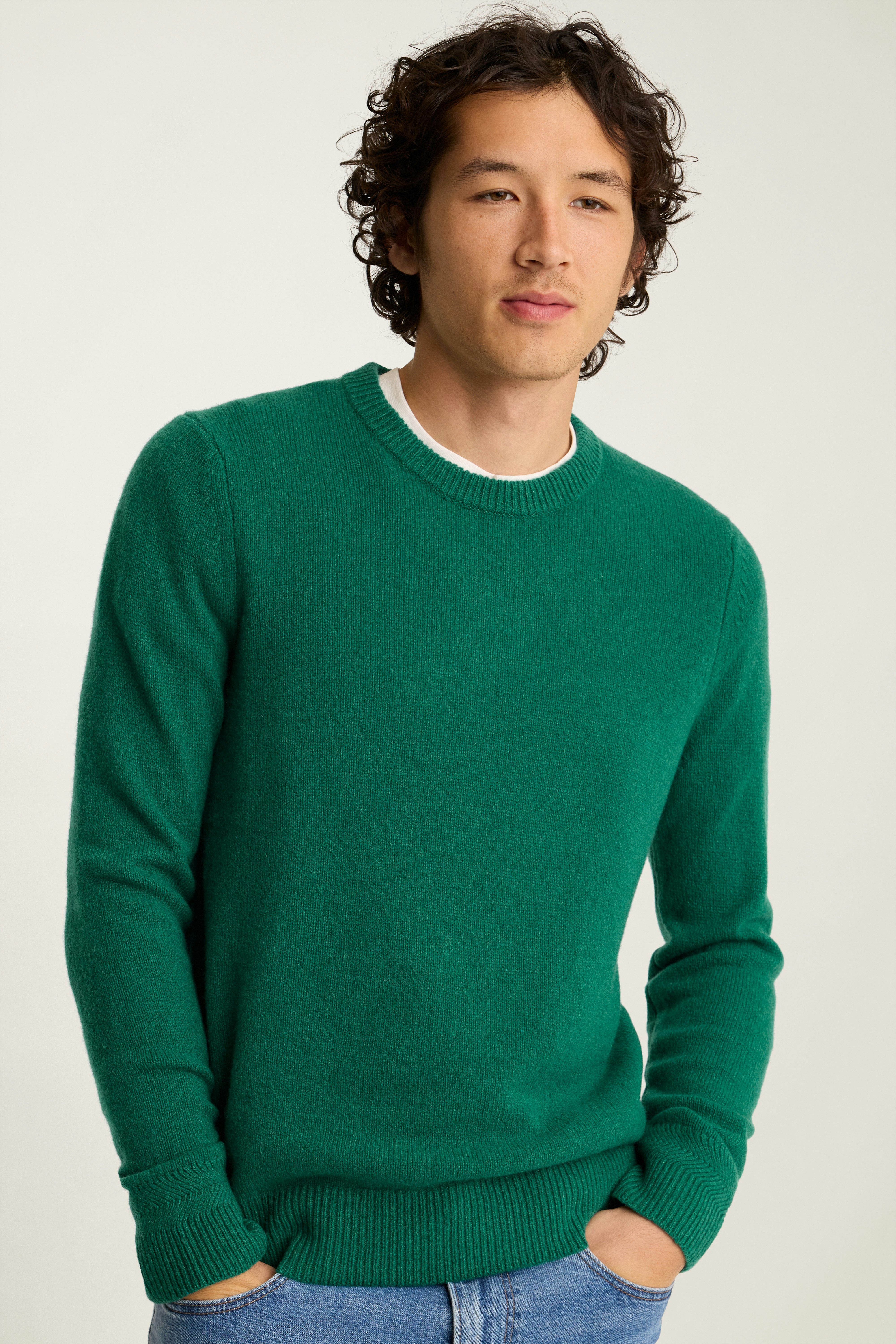 Cashmere Crew Neck Sweater blue green
