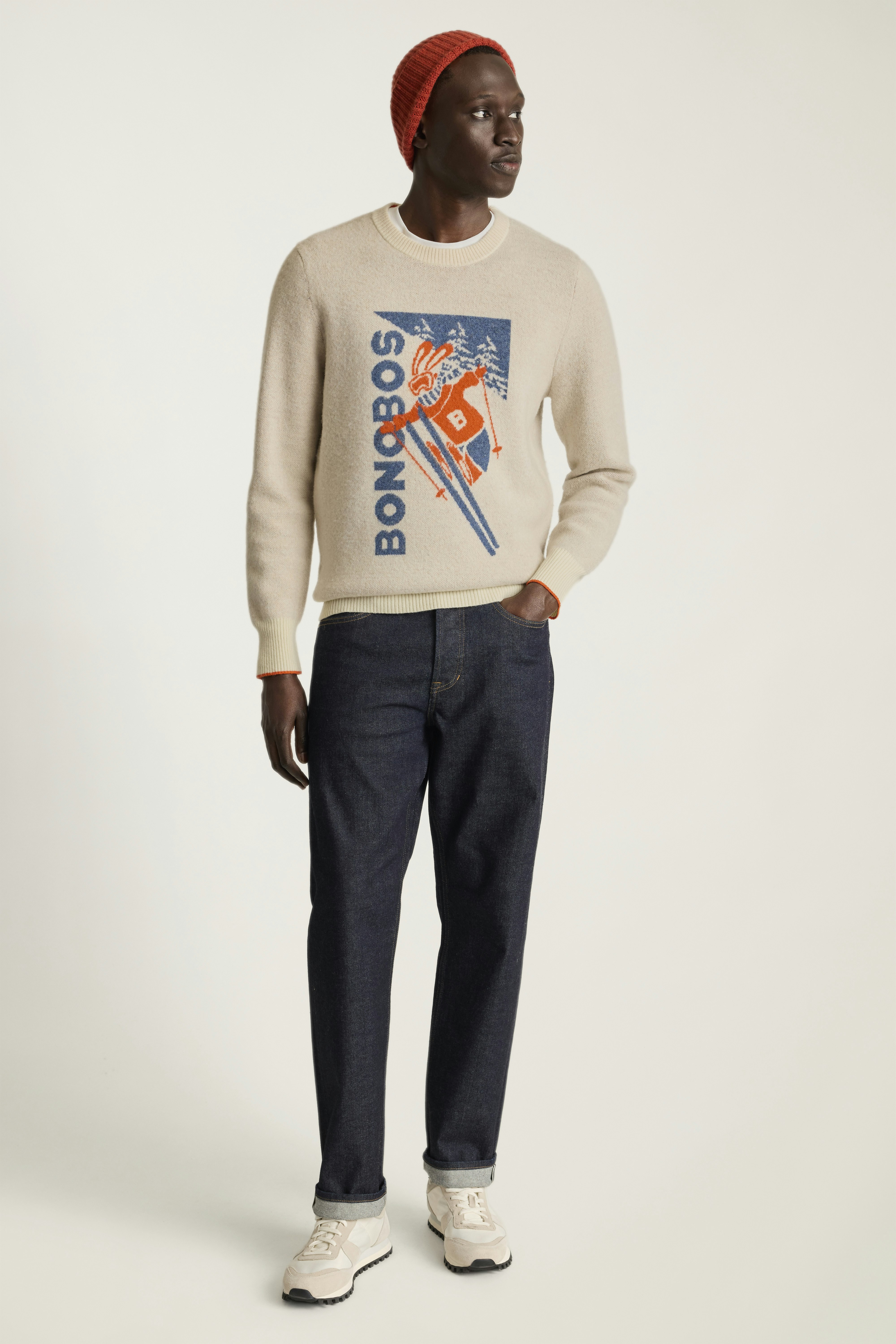 Extrafine Merino Ski Bunny Sweater white scenic print