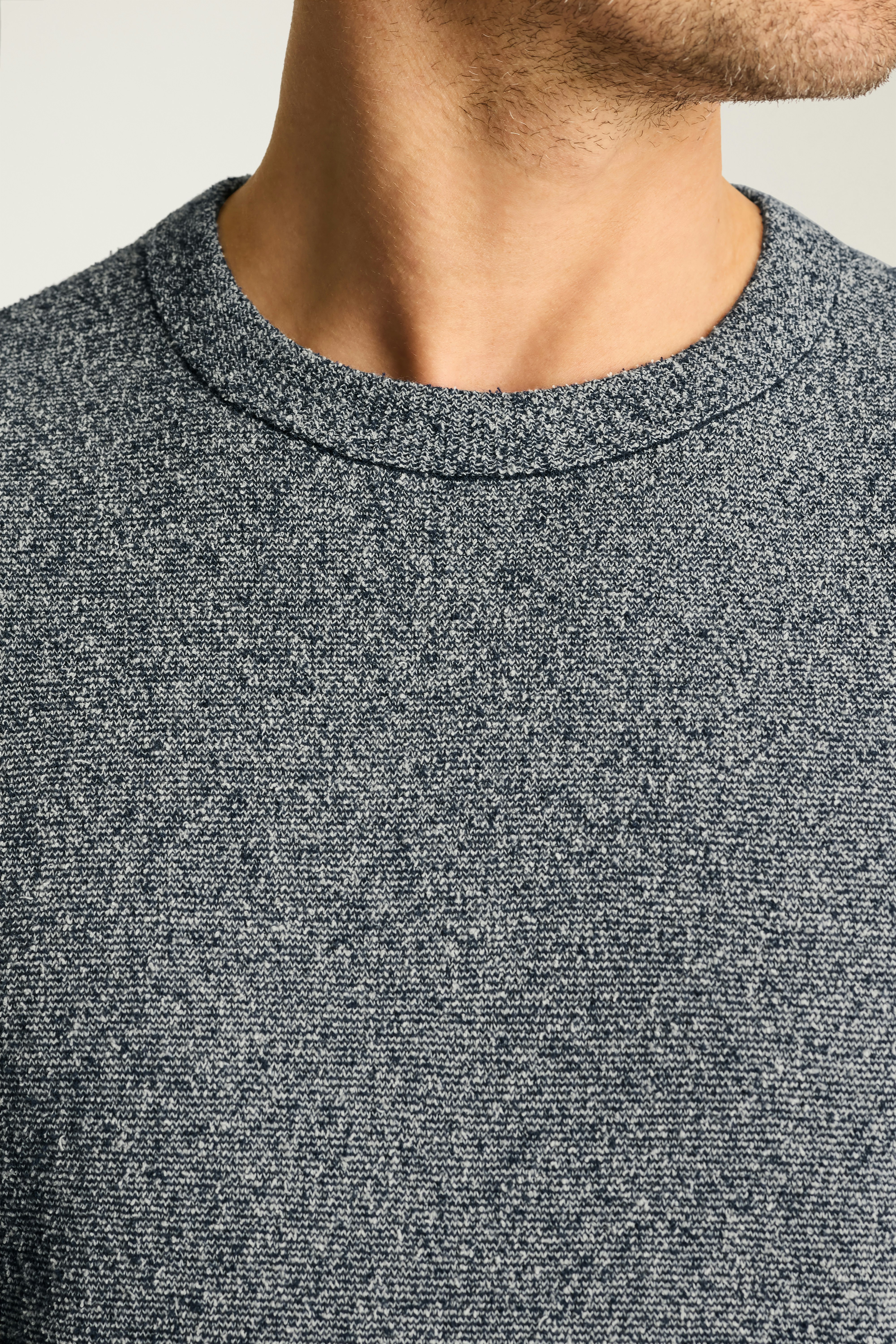 Boucle Cotton Sweater navy stripe