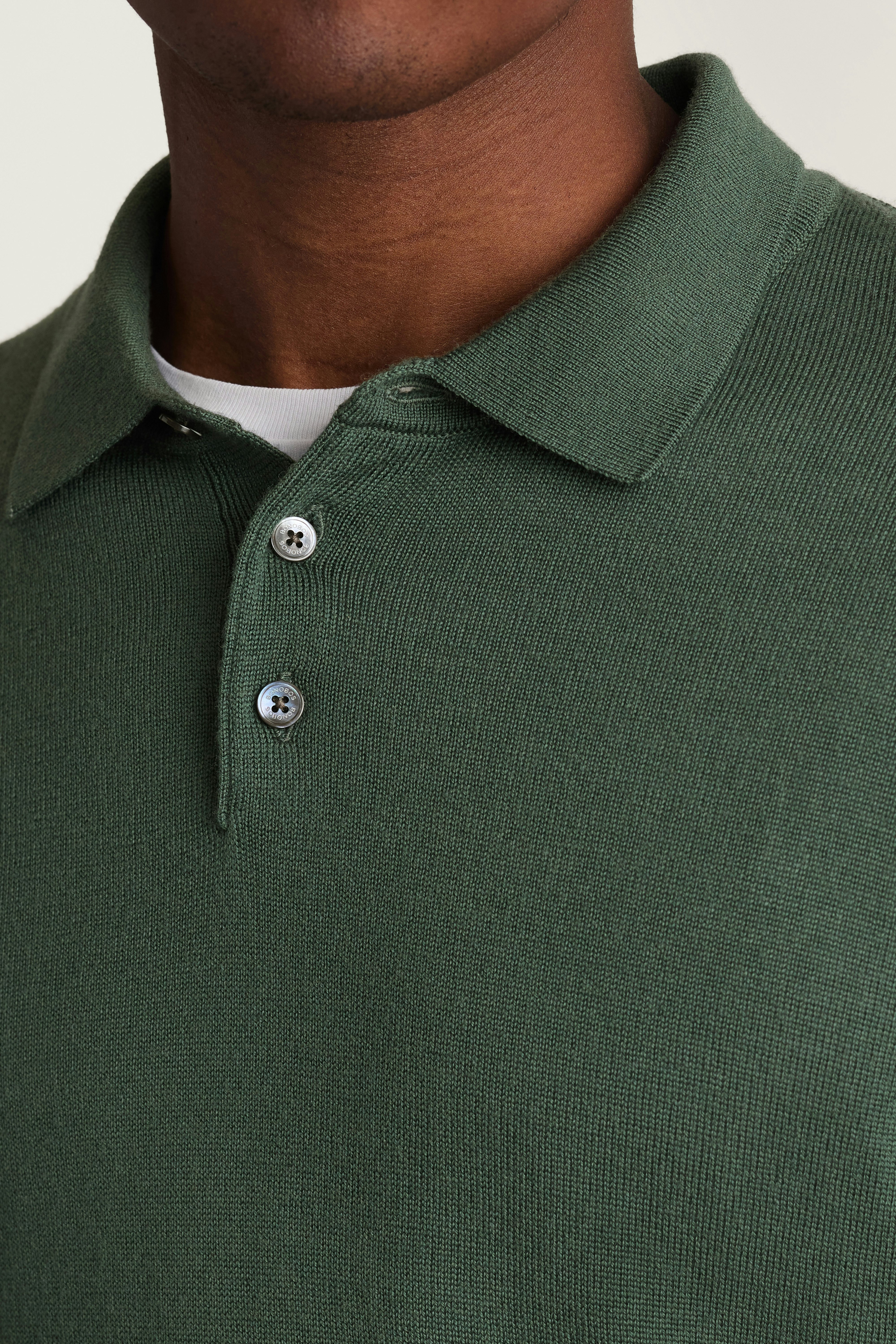 Merino Long Sleeve Sweater Polo light green merino