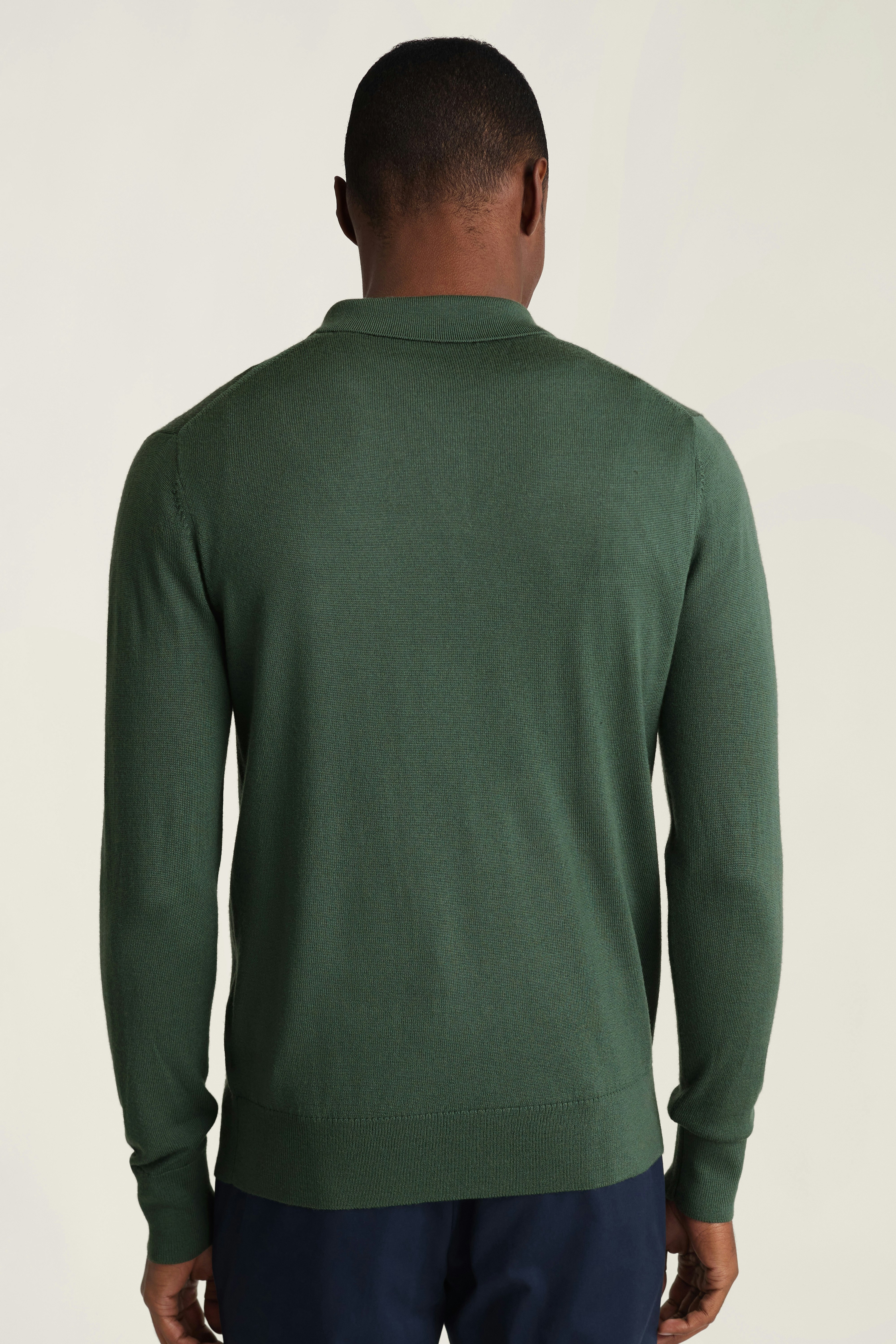 Merino Long Sleeve Sweater Polo light green merino