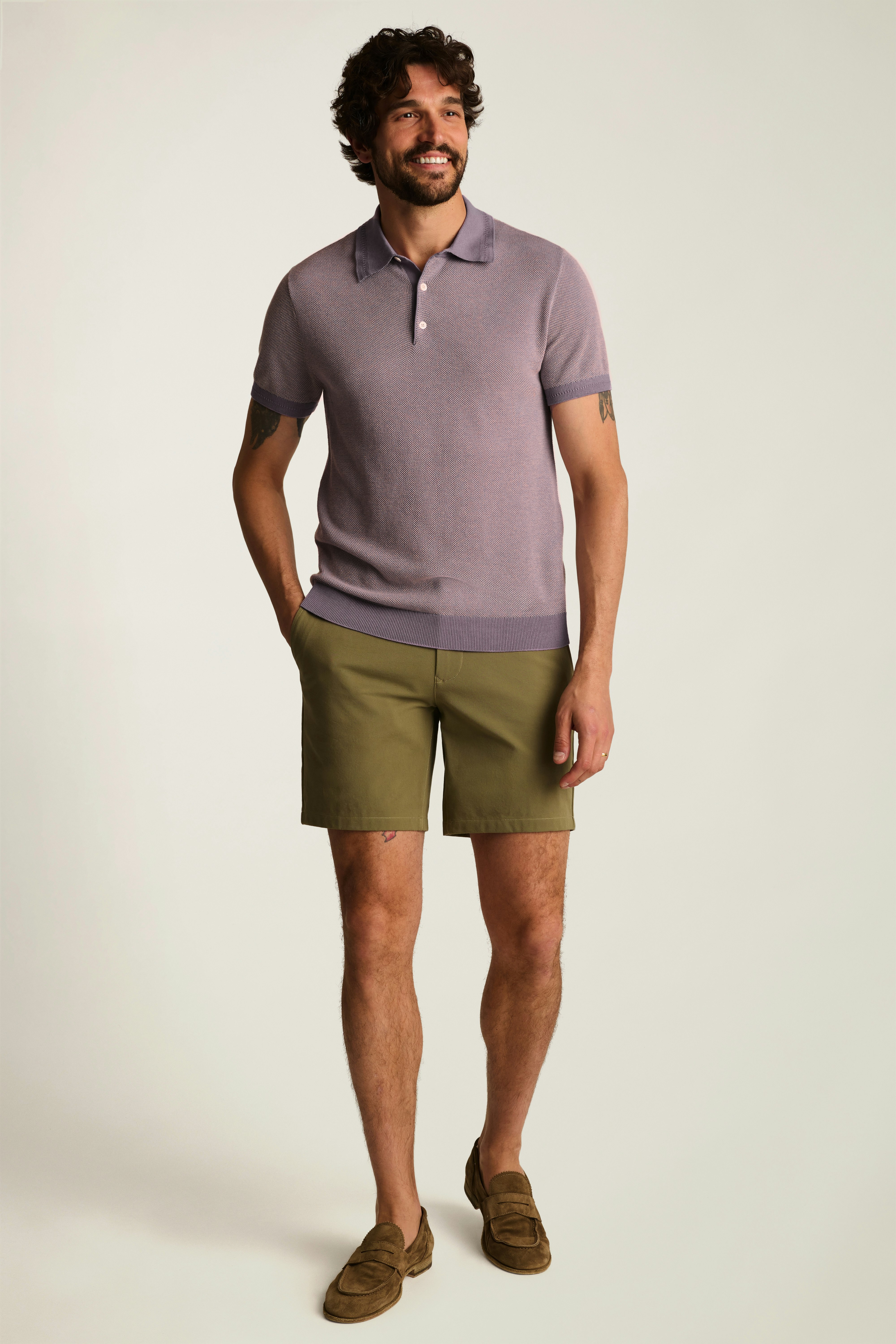 Hudson Sweater Polo purple two tone cotton