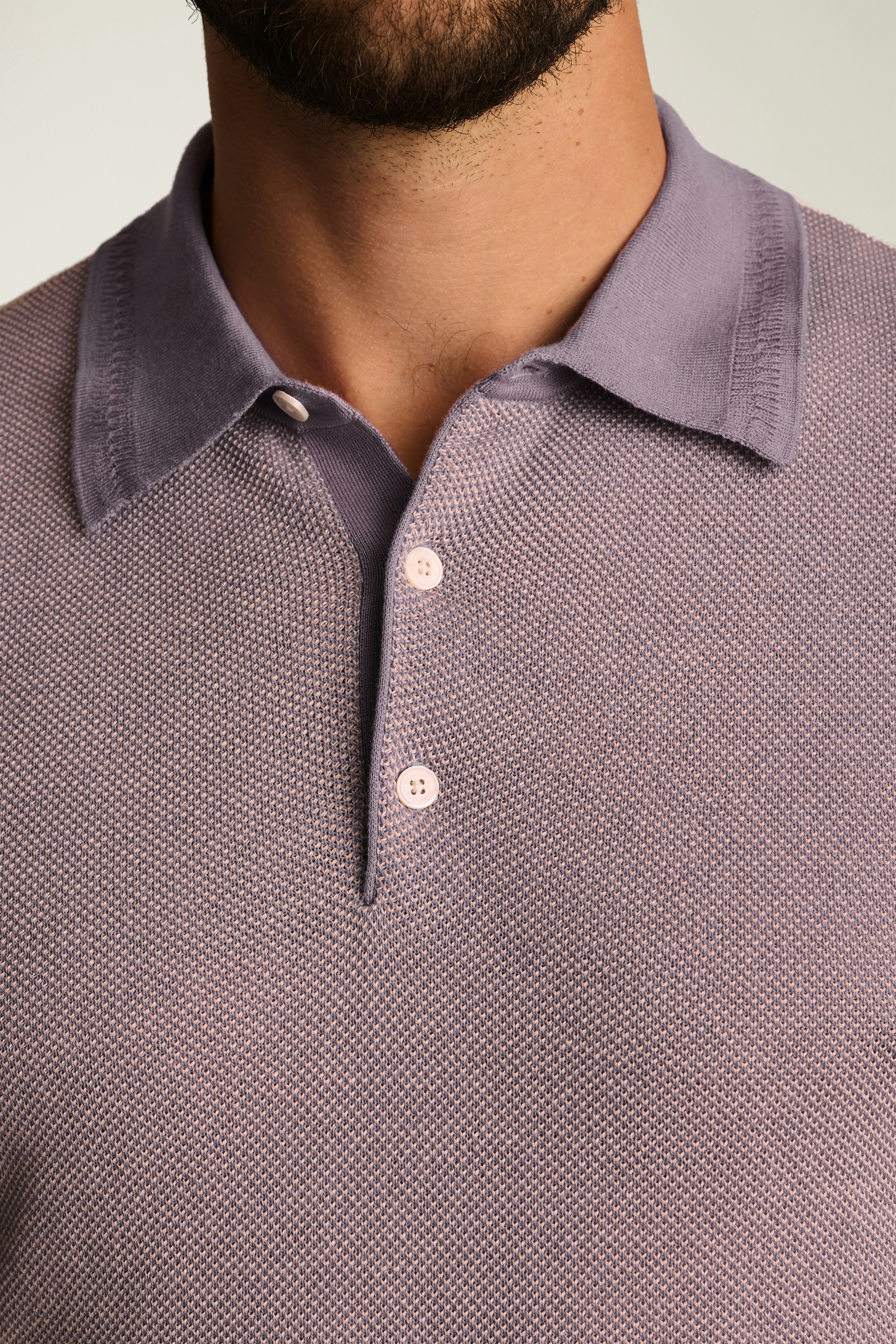 Hudson Sweater Polo purple two tone cotton