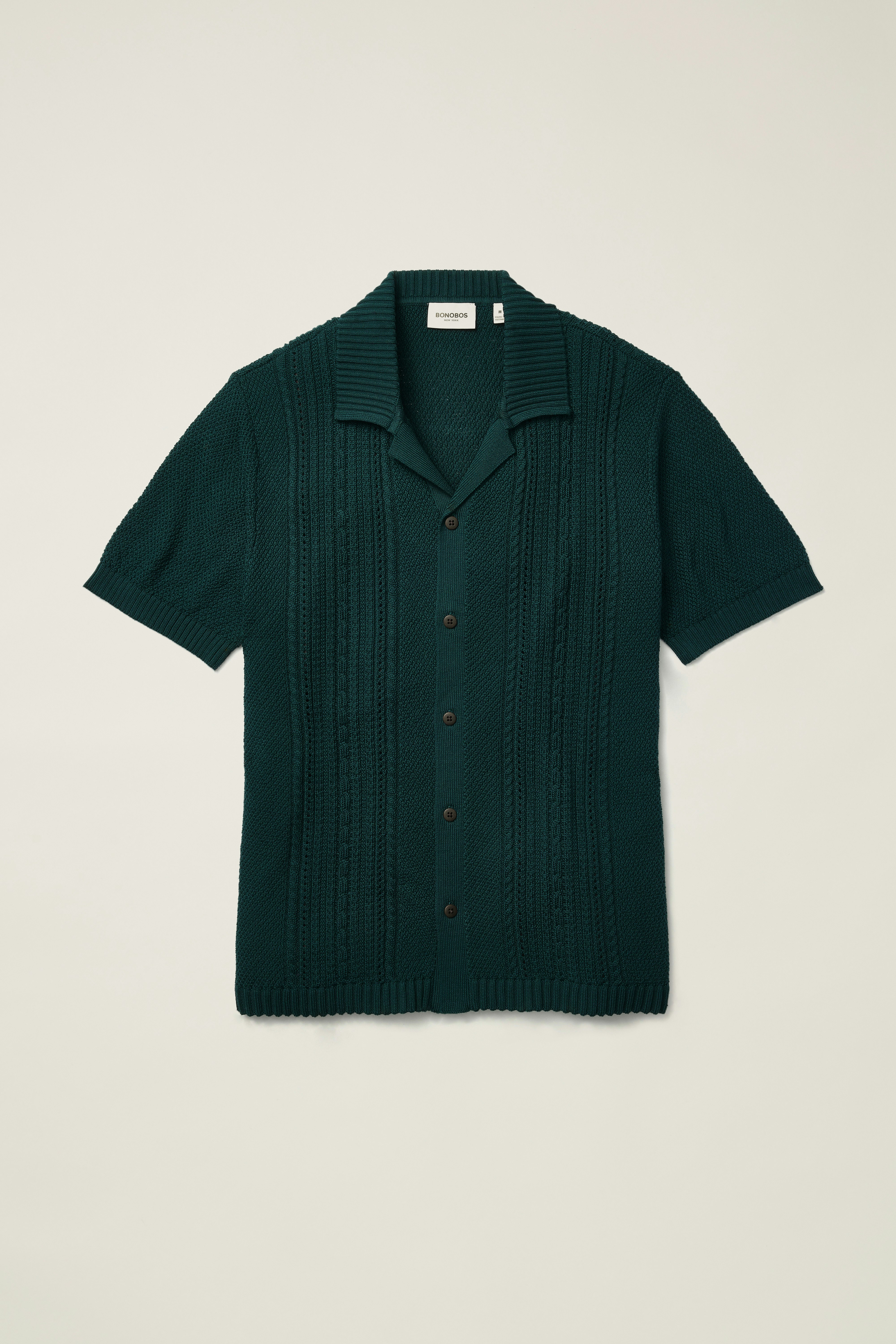 Hudson Cabana Sweater Polo blue green cable cotton