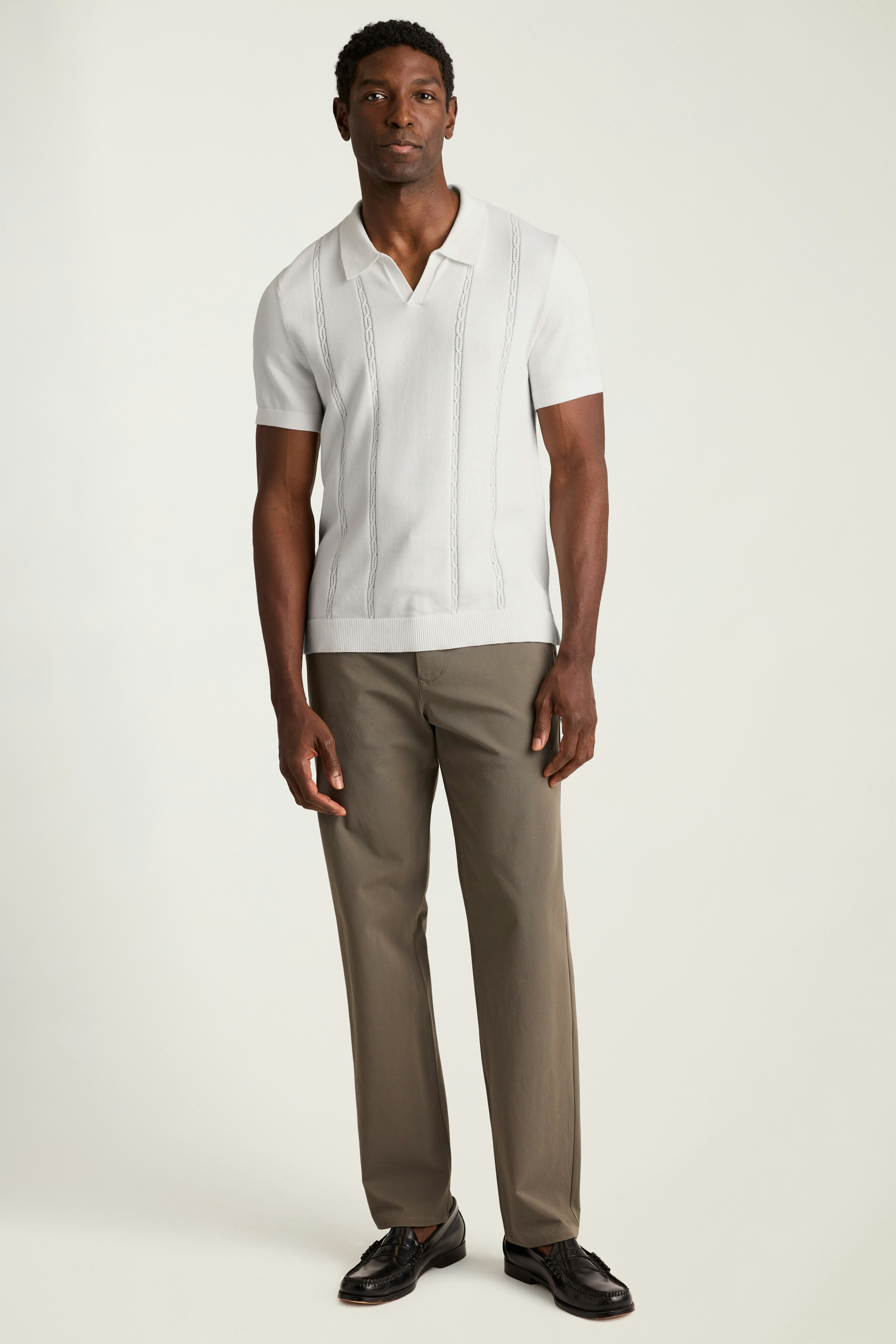 Hudson Sweater Polo white cotton cable