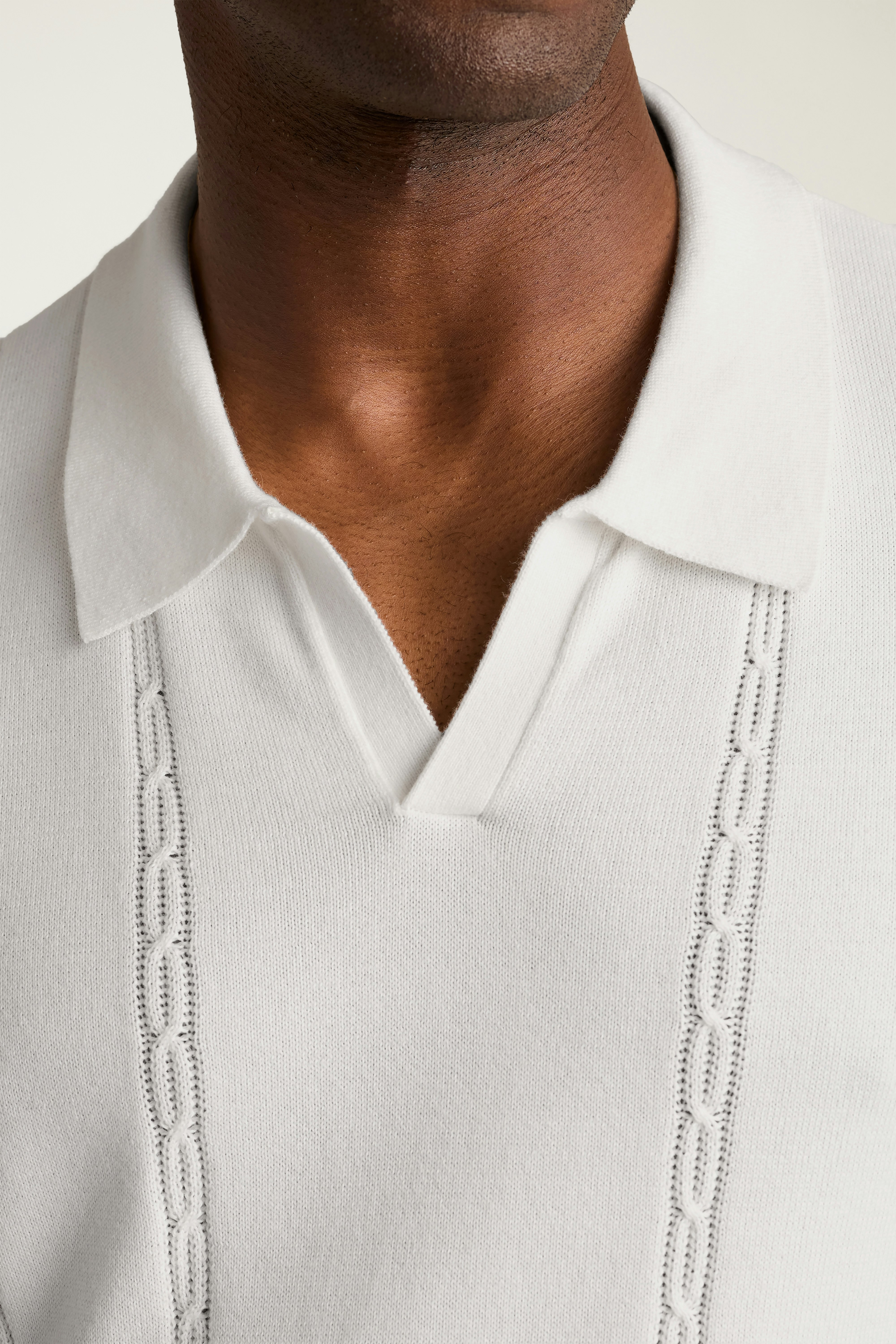 Hudson Sweater Polo white cotton cable