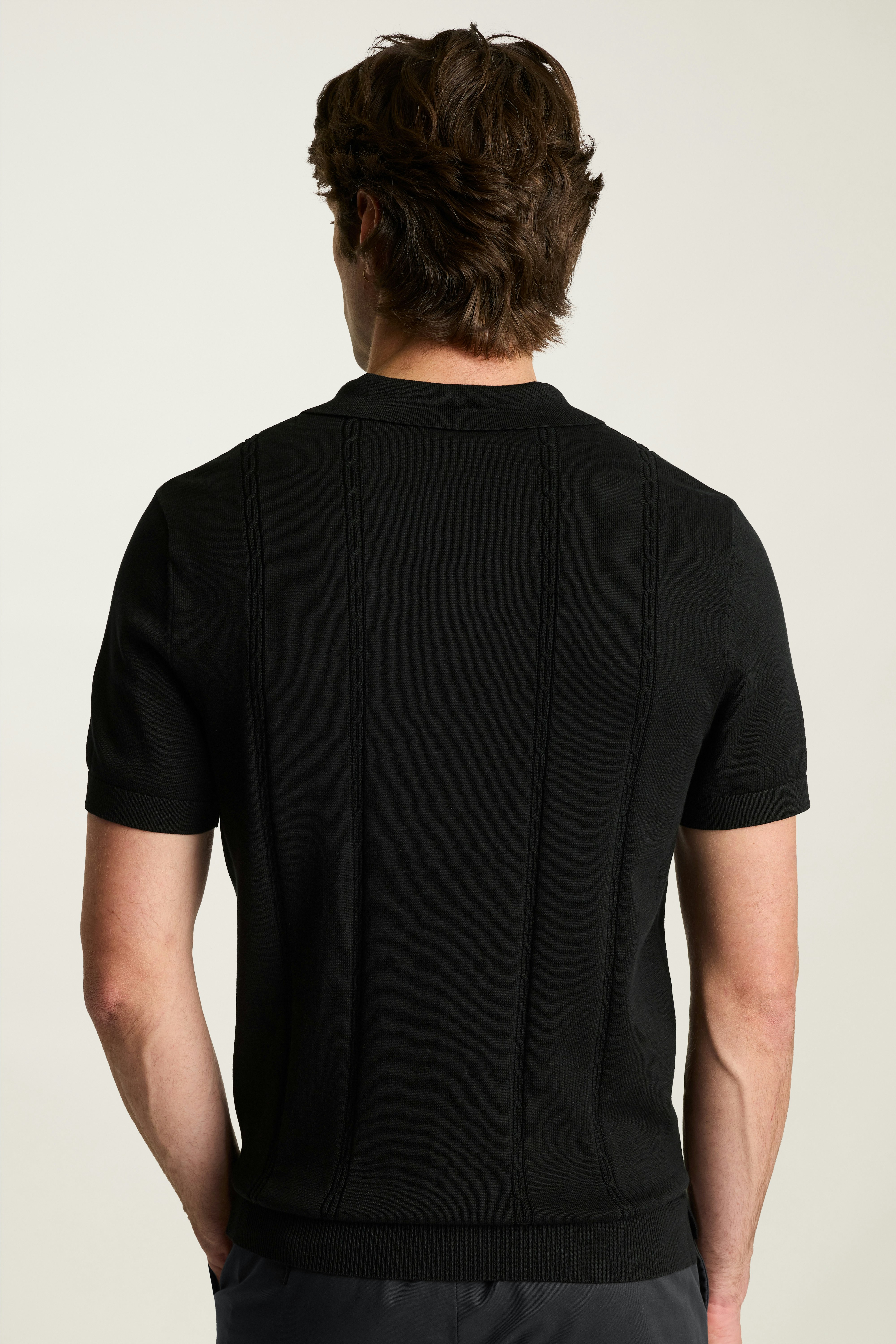 Hudson Sweater Polo black cotton cable 4 Hudson Sweater Polo black cotton cable